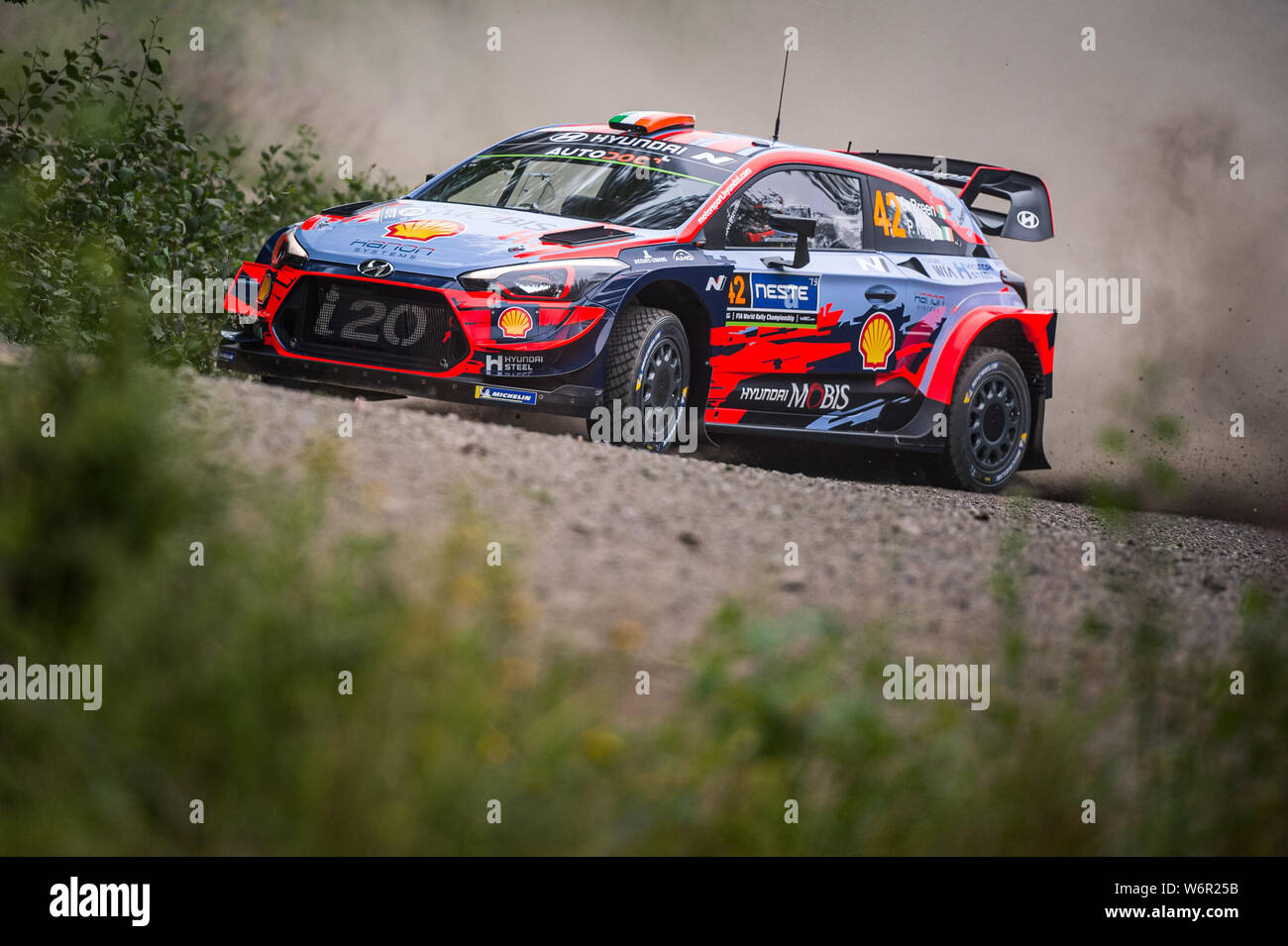 Craig Breen et Paul Nagle avec Hyundai i20 WRC, coupé au shakedown de WRC Finlande 2019. (Photo/CTK Petr Skrivanek) Banque D'Images