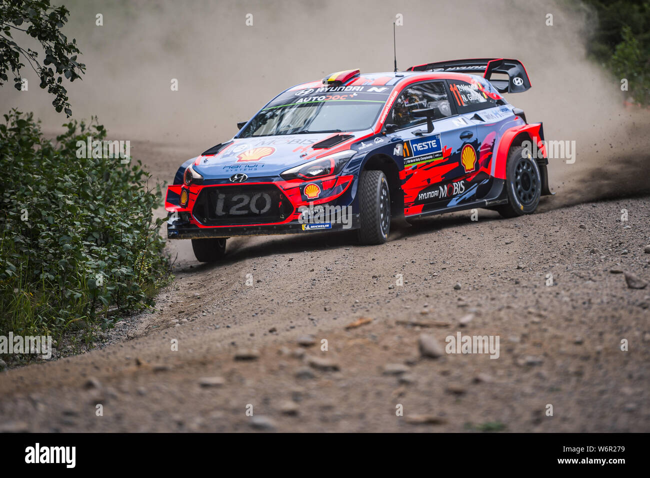 Thierry Neuville et Nicolas Gilsoul avec Hyundai i20 WRC Coupé au shakedown de WRC Finlande 2019. (Photo/CTK Petr Skrivanek) Banque D'Images