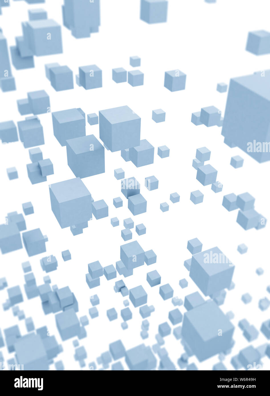 Abstract 3D cubes bleus sur fond blanc Banque D'Images