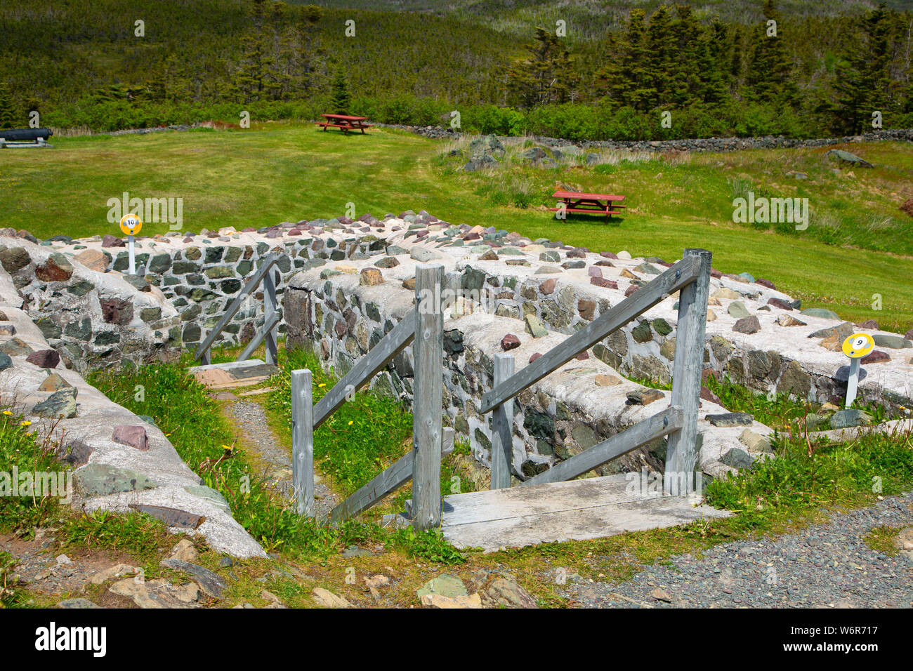 Mur de Fort Royal, le lieu historique national de Castle Hill, Terre-Neuve et Labrador, Canada Banque D'Images