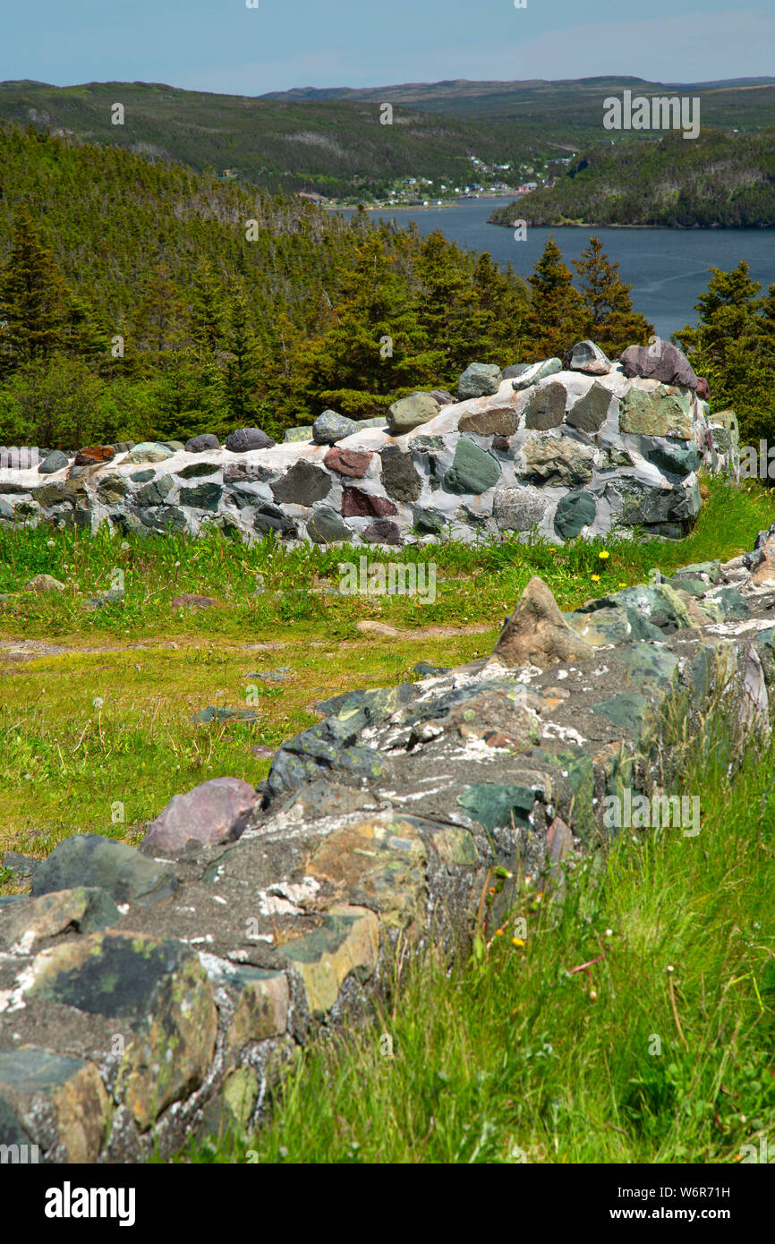 Mur de Fort Royal, le lieu historique national de Castle Hill, Terre-Neuve et Labrador, Canada Banque D'Images