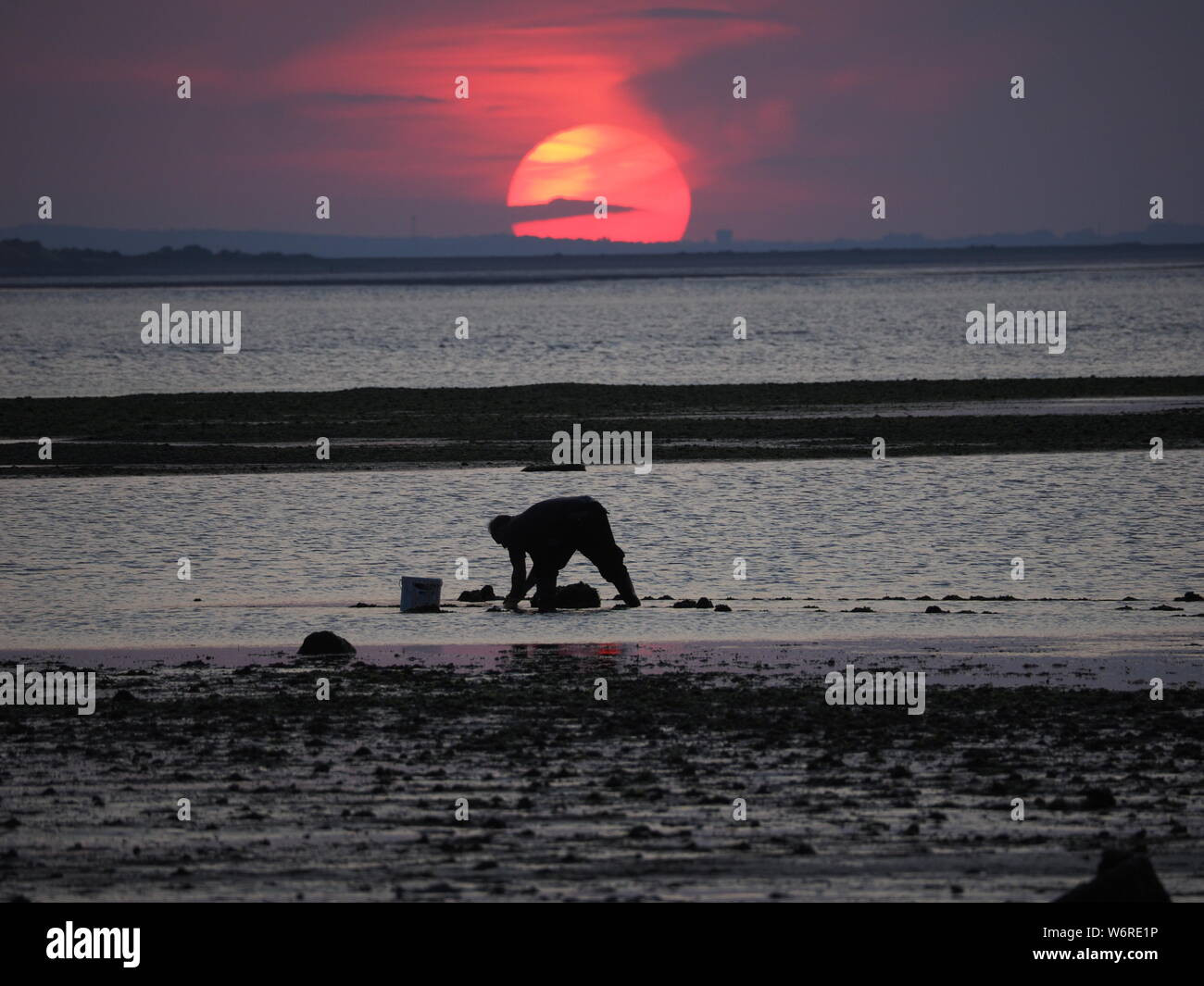 Sheerness, Kent, UK. 2 Août, 2019. Météo France : le coucher du soleil ce soir à Sheerness, Kent. Credit : James Bell/Alamy Live News Banque D'Images