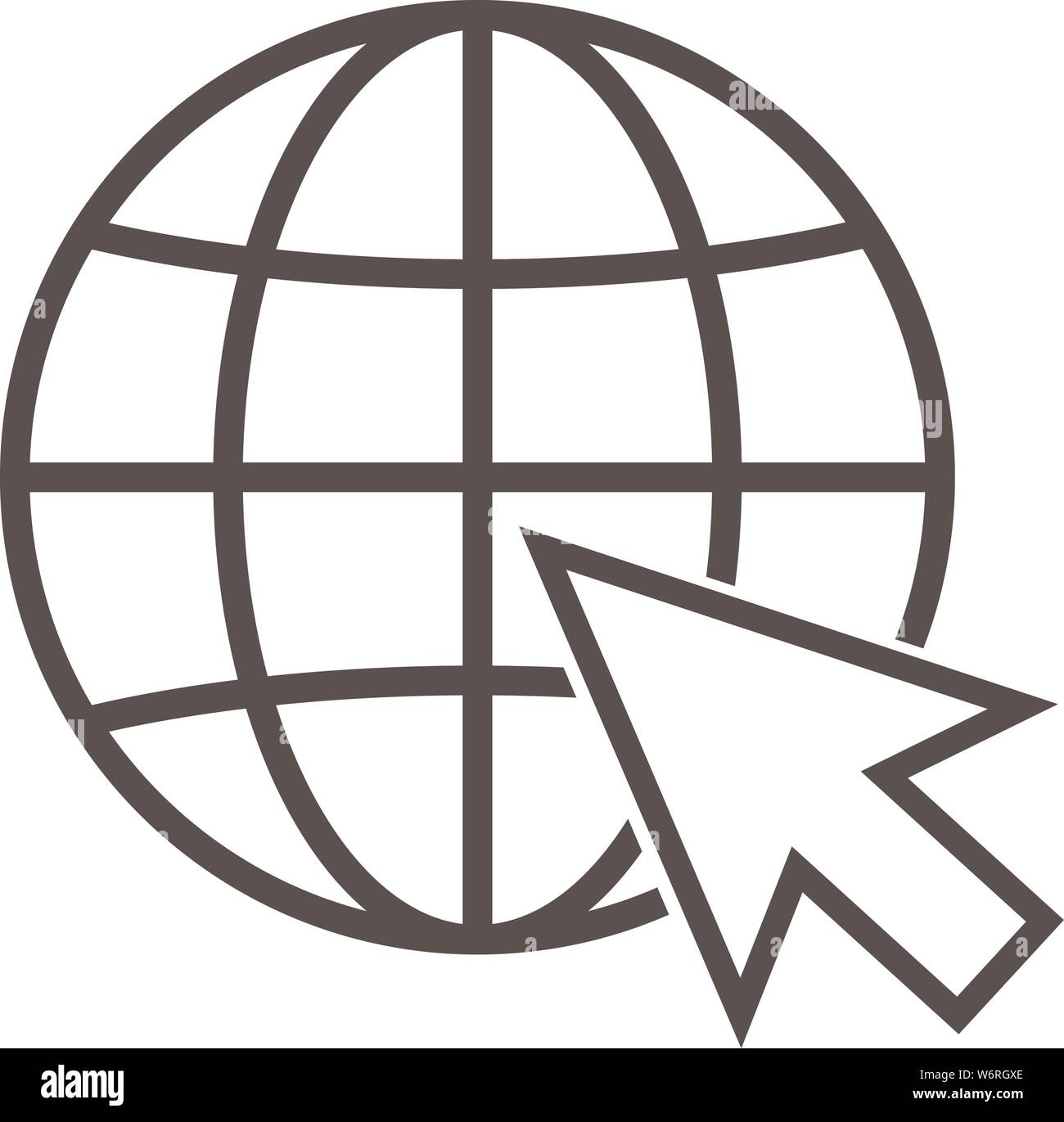 L'icône www internet télévision simple avec globe et le pointeur de la vector illustration Illustration de Vecteur
