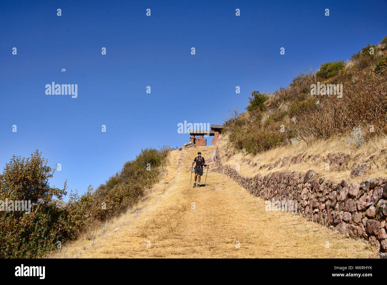 Les ruines Incas de Huchuy Qosqo ('Petit') Cuzco, Vallée Sacrée, Pérou Banque D'Images