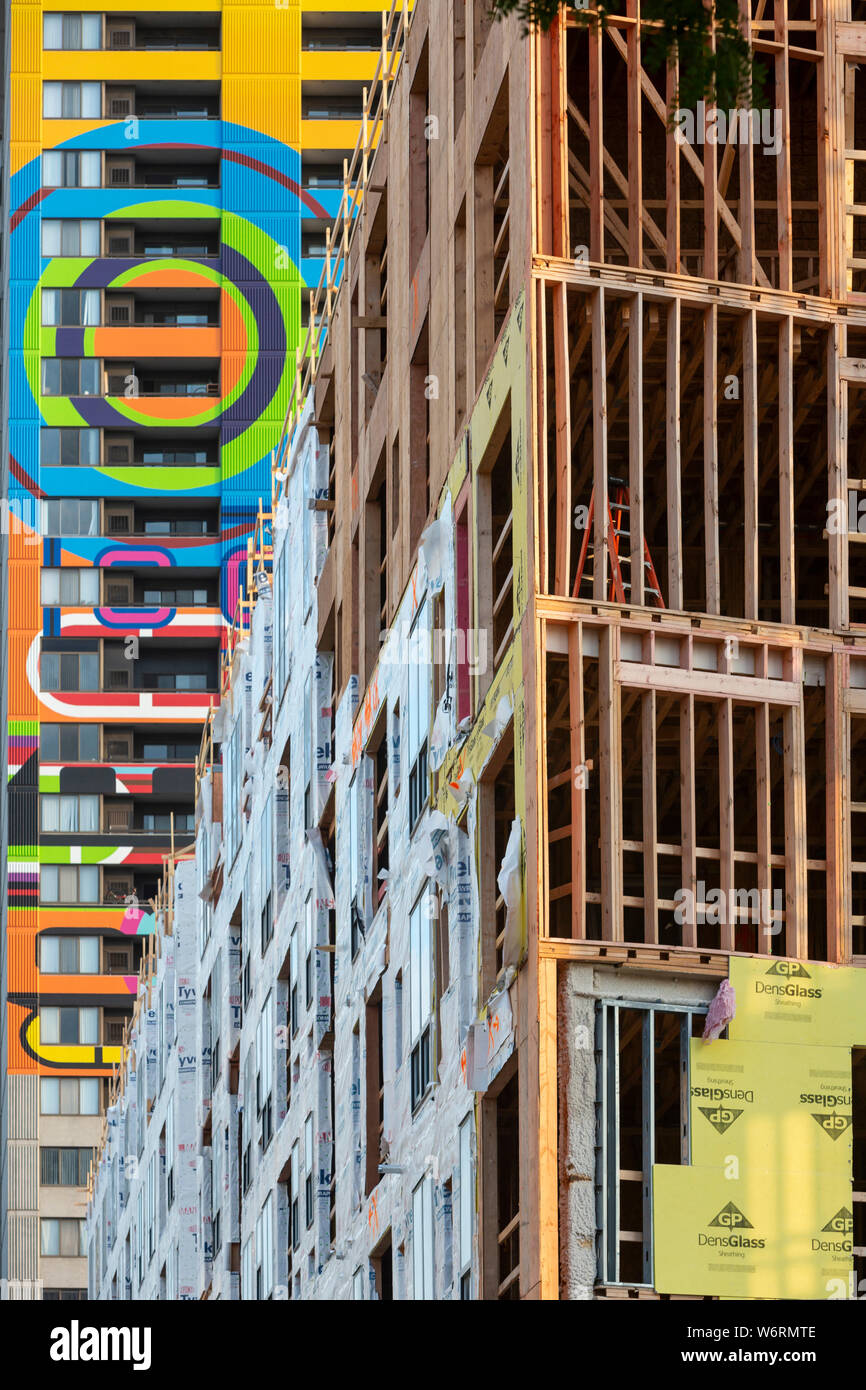 Detroit, Michigan - la construction de la ville Club Apartments dans le quartier central des affaires. Banque D'Images