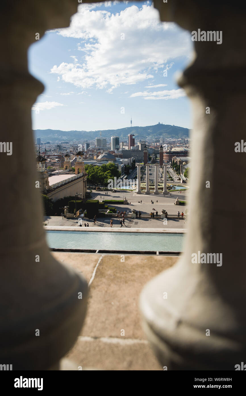 Vue depuis le palais de Montjuic Banque D'Images