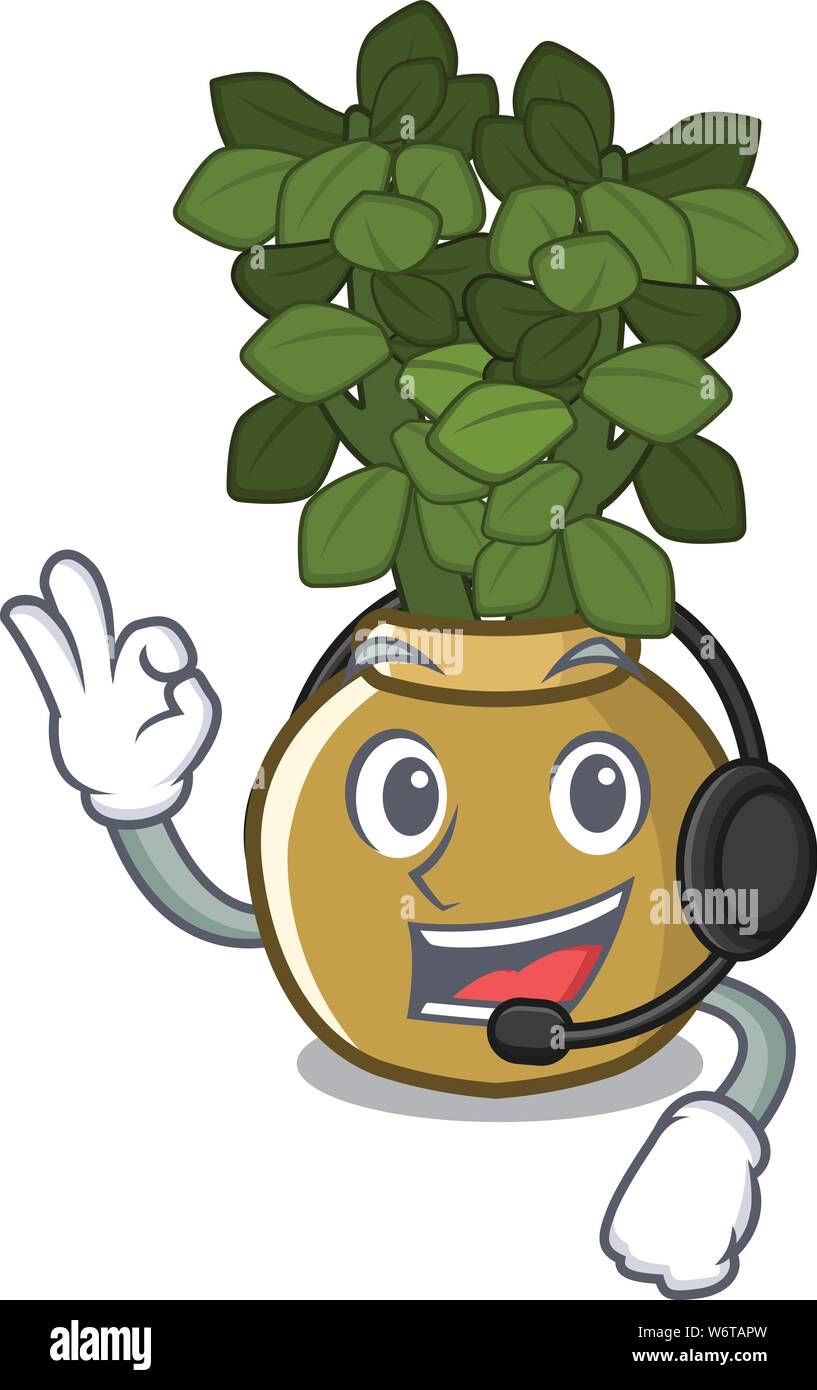 Casque avec jade plant pousse dans des souches de dessin animé Illustration de Vecteur