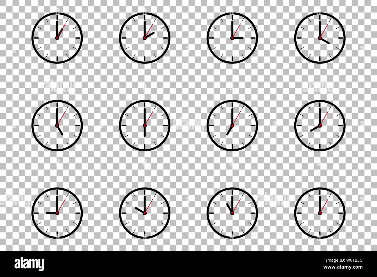 L'icône de réveil télévision modèle design illustration isolé sur fond transparent, noir, blanc et rouge icône horloge vector illustration. Illustration de Vecteur