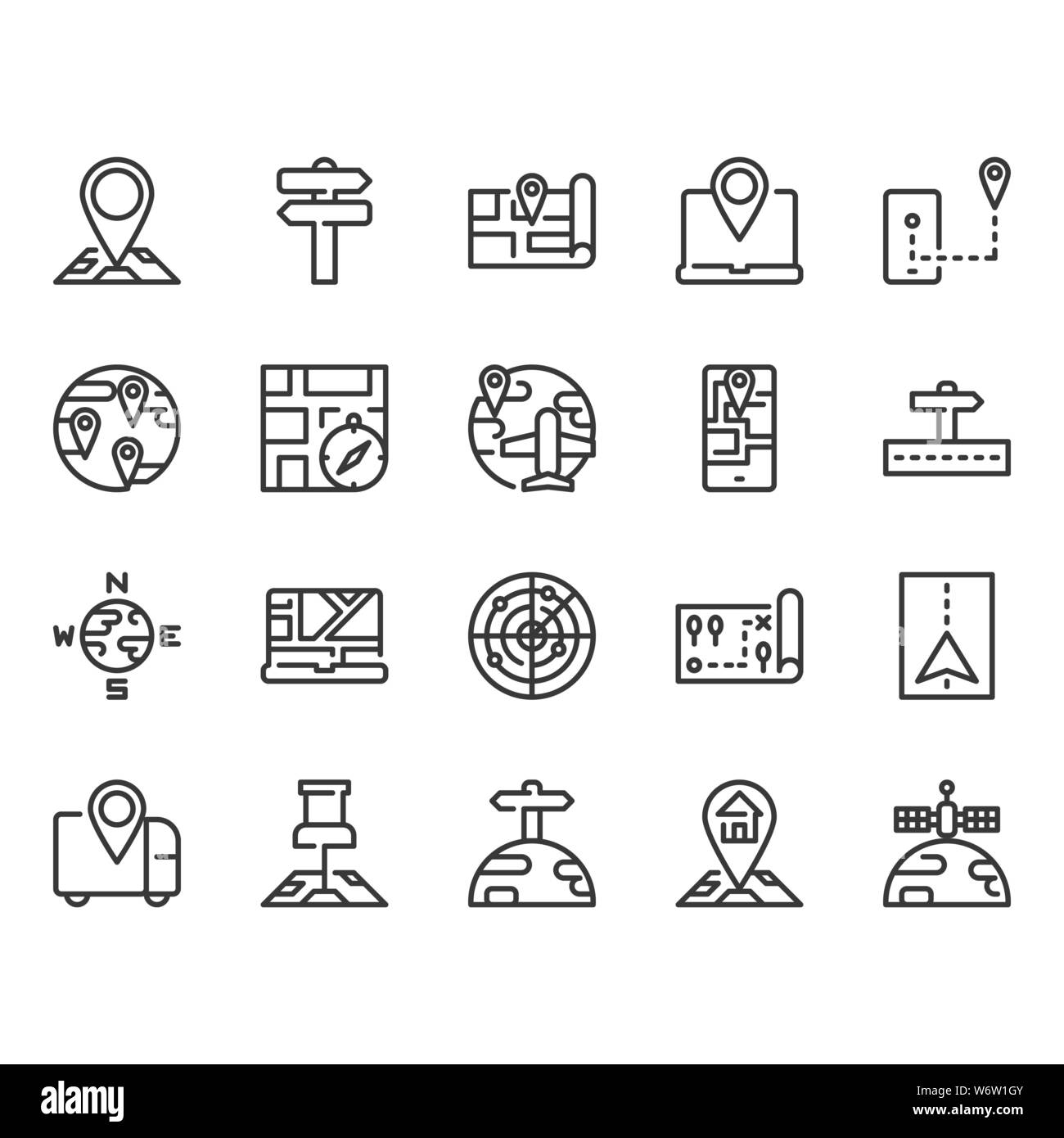 La carte et l'icône de navigation définie.Vector illustration Illustration de Vecteur