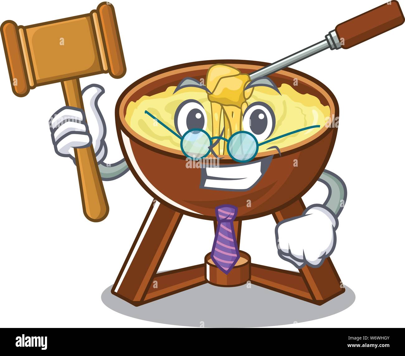 Fondue au fromage dans un juge plaque dessin animé Illustration de Vecteur