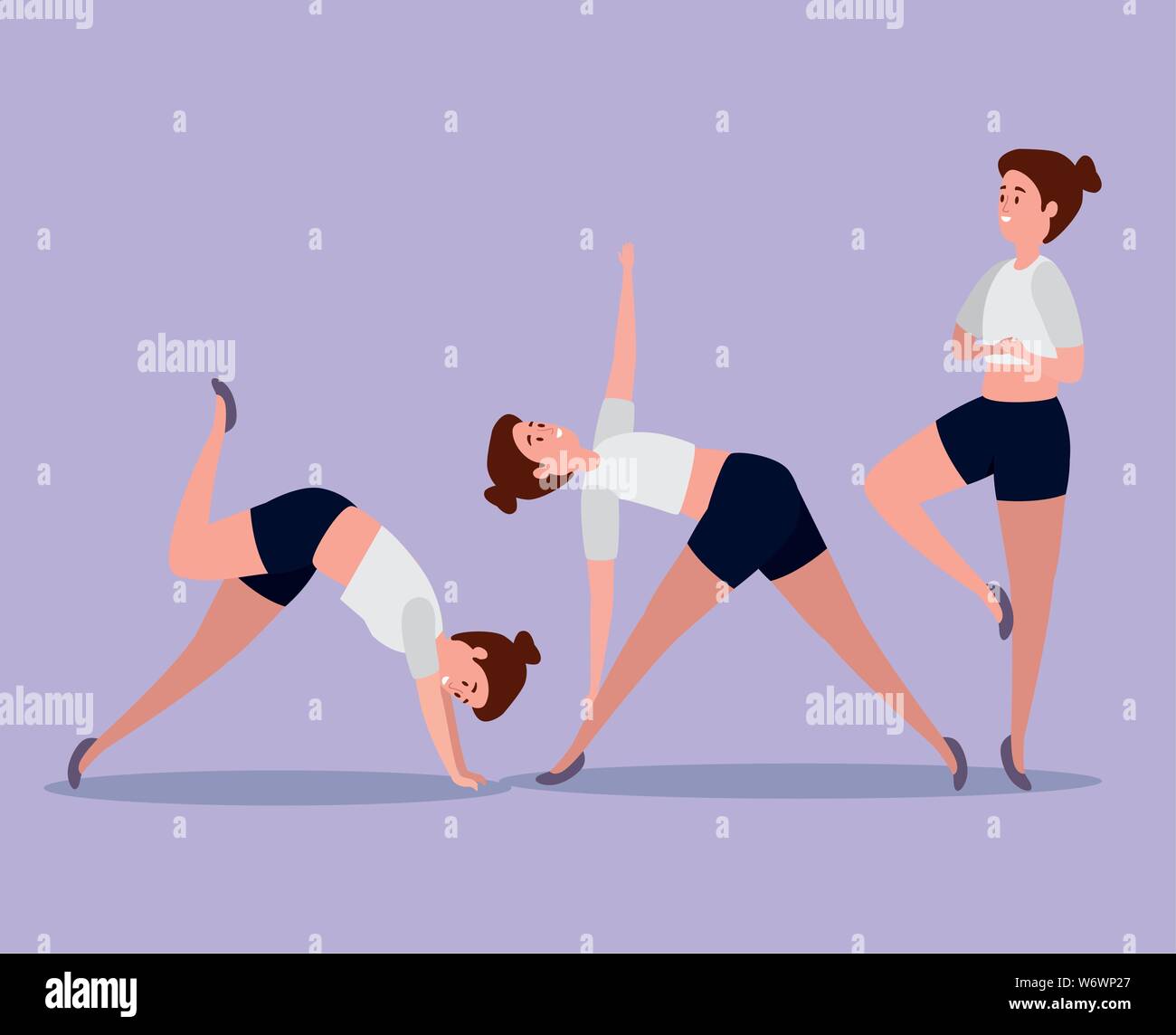 Yoga méditation exercice pratique des femmes Illustration de Vecteur