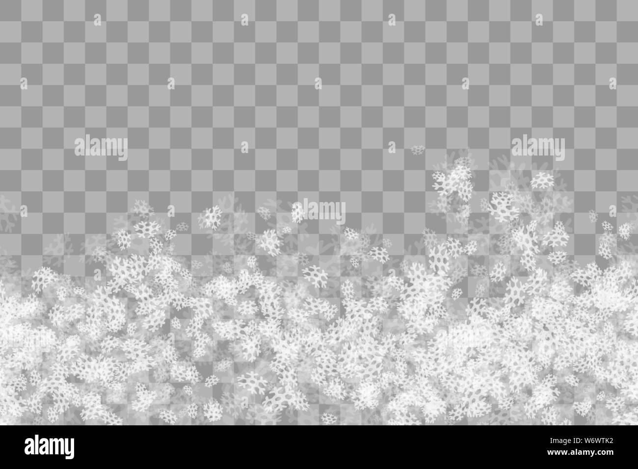 Flocons sur fond gris transparent. Motif d'hiver horizontal Illustration de Vecteur