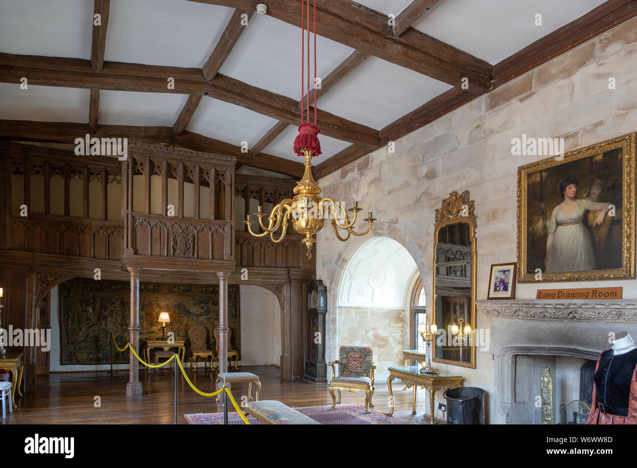 Mobilier et peintures à l'intérieur de la salle de dessin, château de Berkeley, Gloucestershire, England, UK Banque D'Images