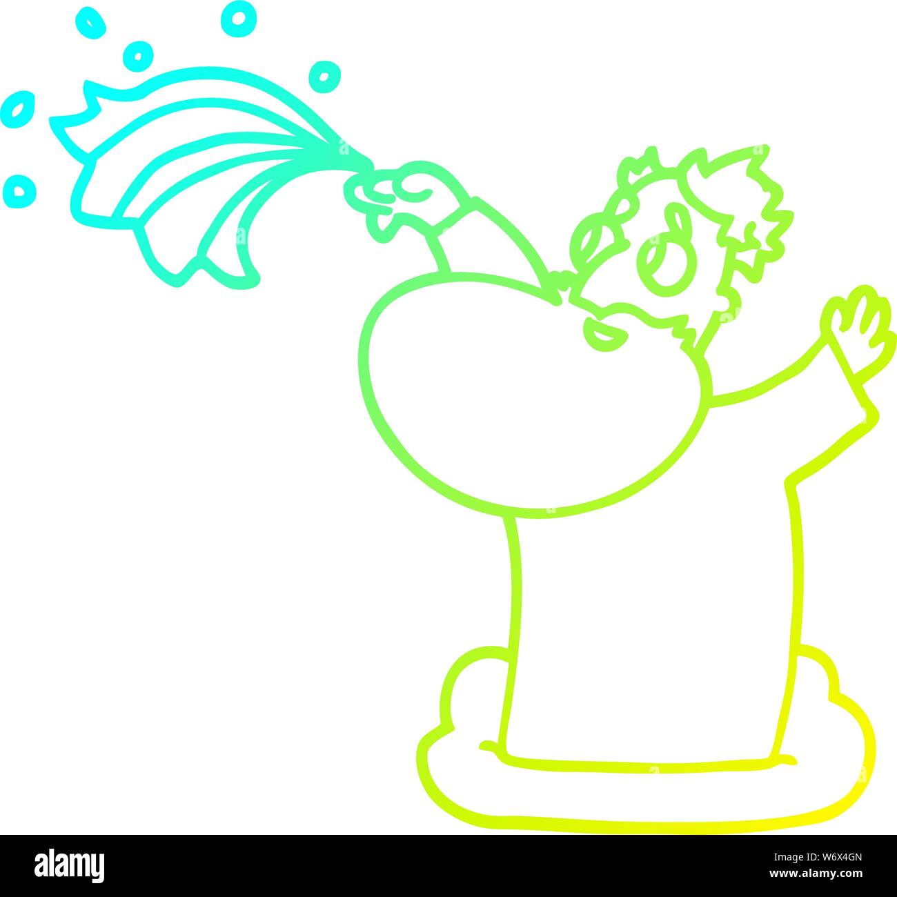 Ligne de gradient froid dessin d'une caricature de l'univers de la création de Dieu Illustration de Vecteur