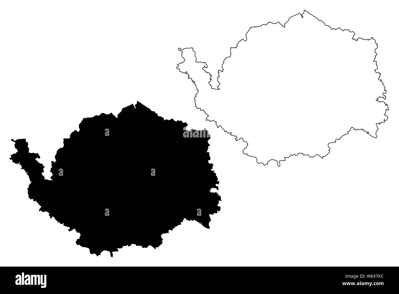 La région de Karlovy Vary (terres de Bohème, Tchéquie, Régions de la République tchèque) map vector illustration gribouillage, croquis Carlsbad Region map Illustration de Vecteur