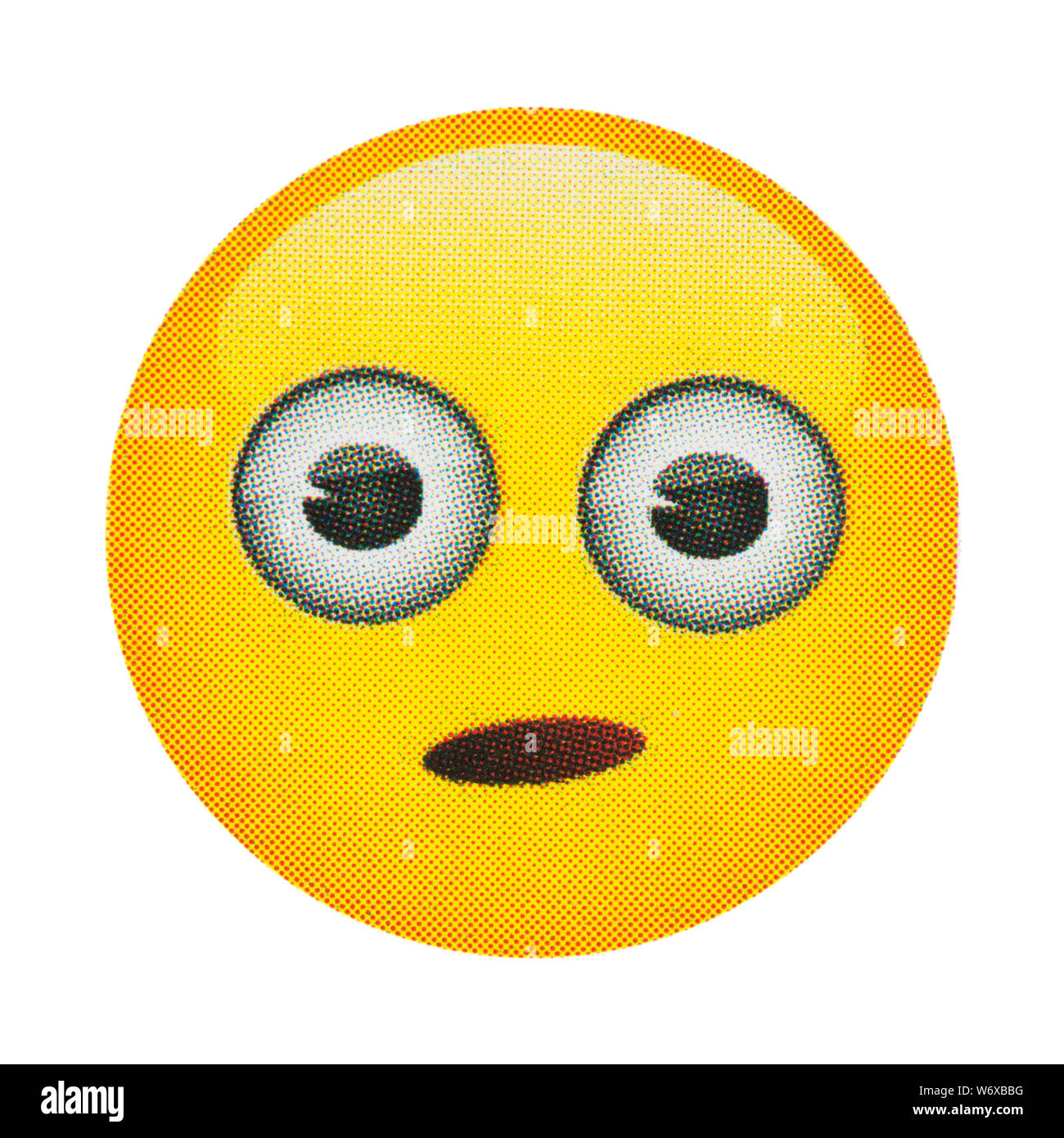 Face avec la bouche ouverte émoticône Banque D'Images
