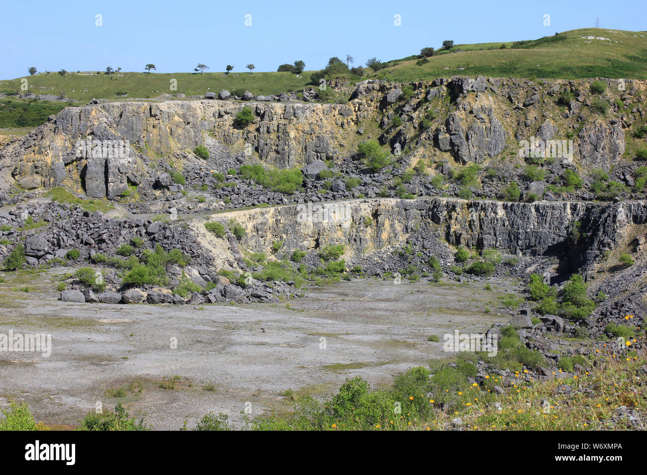 Carrière de Minera - une ancienne carrière de calcaire à ciel ouvert au nord du Pays de Galles maintenant une réserve naturelle de fiducie de la faune Banque D'Images