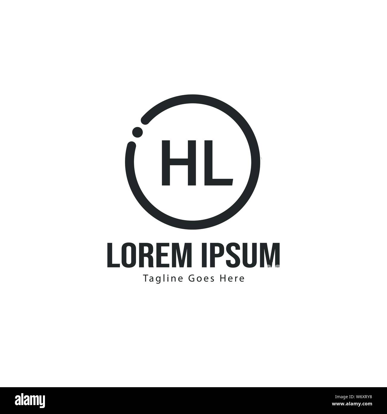 Logo HL initiale modèle avec cadre moderne. Lettre HL minimaliste design logo vector illustration Illustration de Vecteur