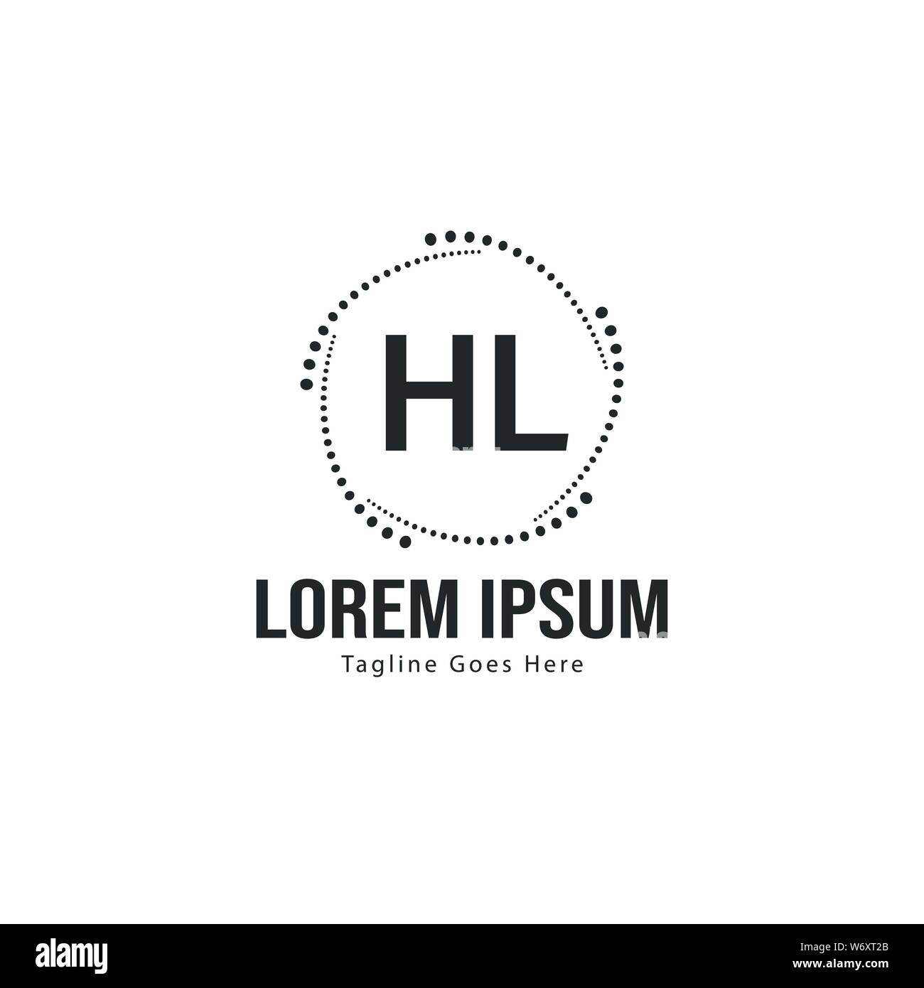 Logo HL initiale modèle avec cadre moderne. Lettre HL minimaliste design logo vector illustration Illustration de Vecteur