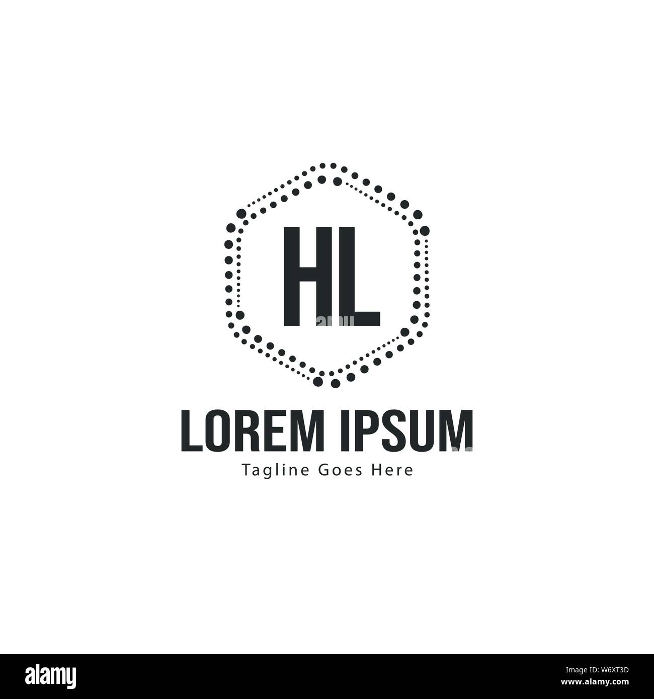 Logo HL initiale modèle avec cadre moderne. Lettre HL minimaliste design logo vector illustration Illustration de Vecteur