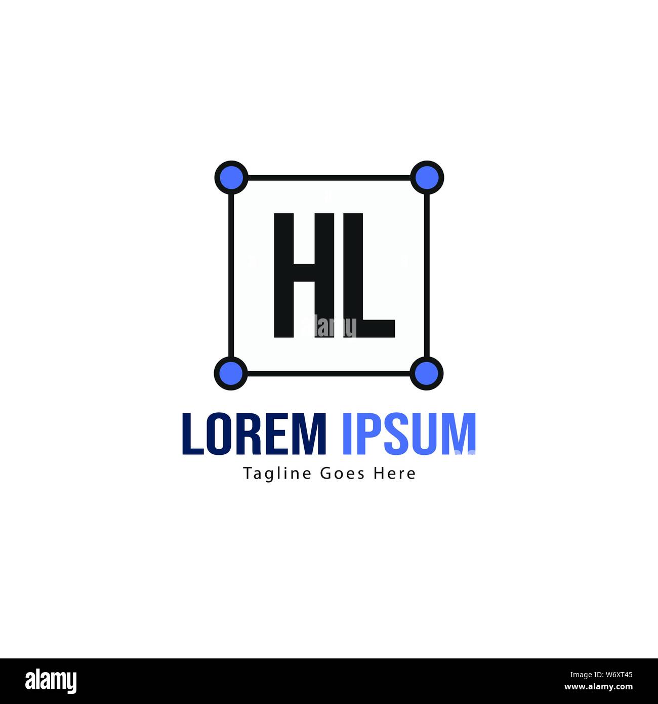 Logo HL initiale modèle avec cadre moderne. Lettre HL minimaliste design logo vector illustration Illustration de Vecteur