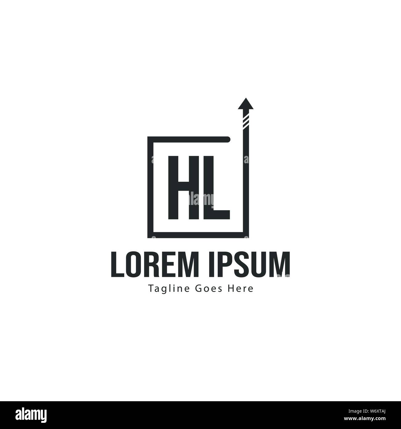 Logo HL initiale modèle avec cadre moderne. Lettre HL minimaliste design logo vector illustration Illustration de Vecteur