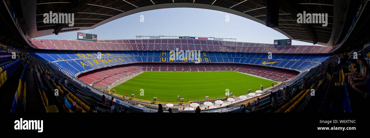 Le célèbre stade du FC Barcelone Camp Nou. Barcelone, juin 2014 Banque D'Images