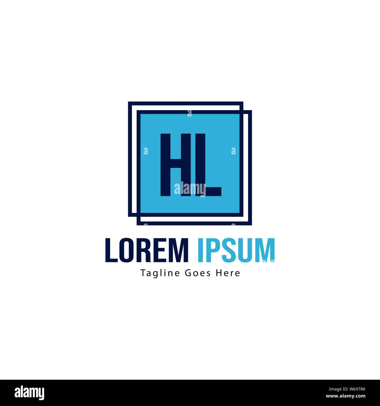 Logo HL initiale modèle avec cadre moderne. Lettre HL minimaliste design logo vector illustration Illustration de Vecteur
