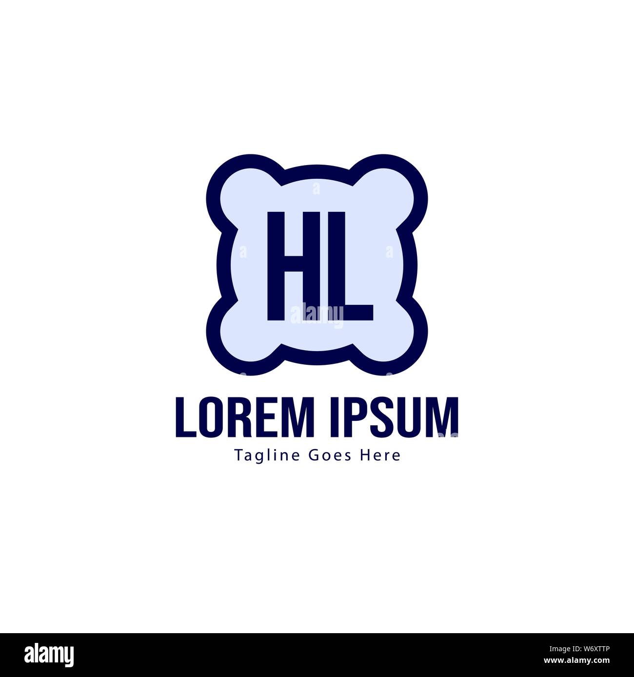 Logo HL initiale modèle avec cadre moderne. Lettre HL minimaliste design logo vector illustration Illustration de Vecteur
