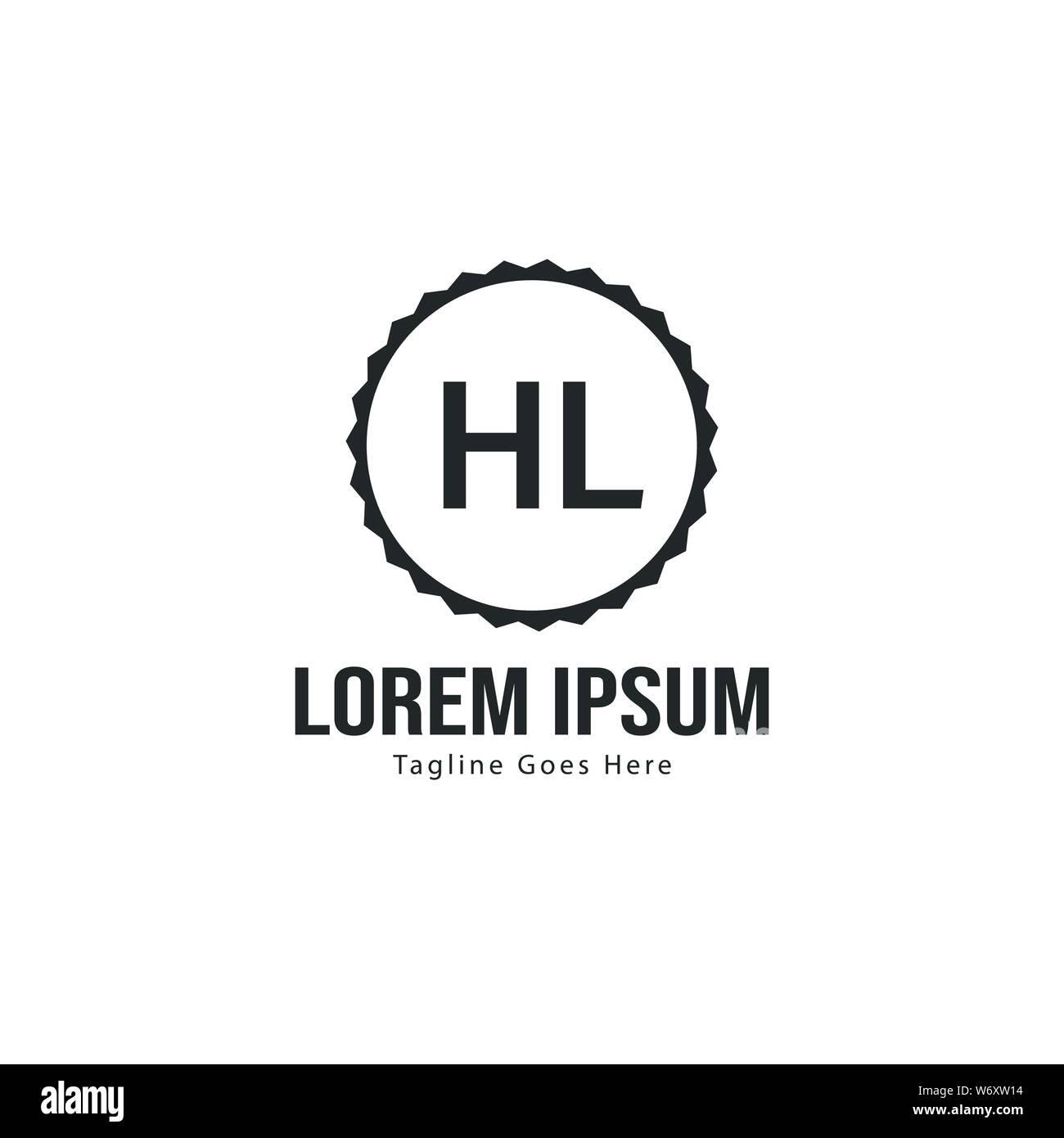 Logo HL initiale modèle avec cadre moderne. Lettre HL minimaliste design logo vector illustration Illustration de Vecteur