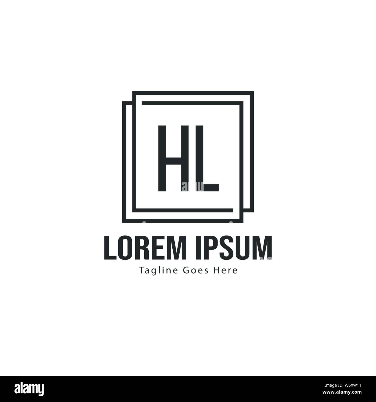Logo HL initiale modèle avec cadre moderne. Lettre HL minimaliste design logo vector illustration Illustration de Vecteur