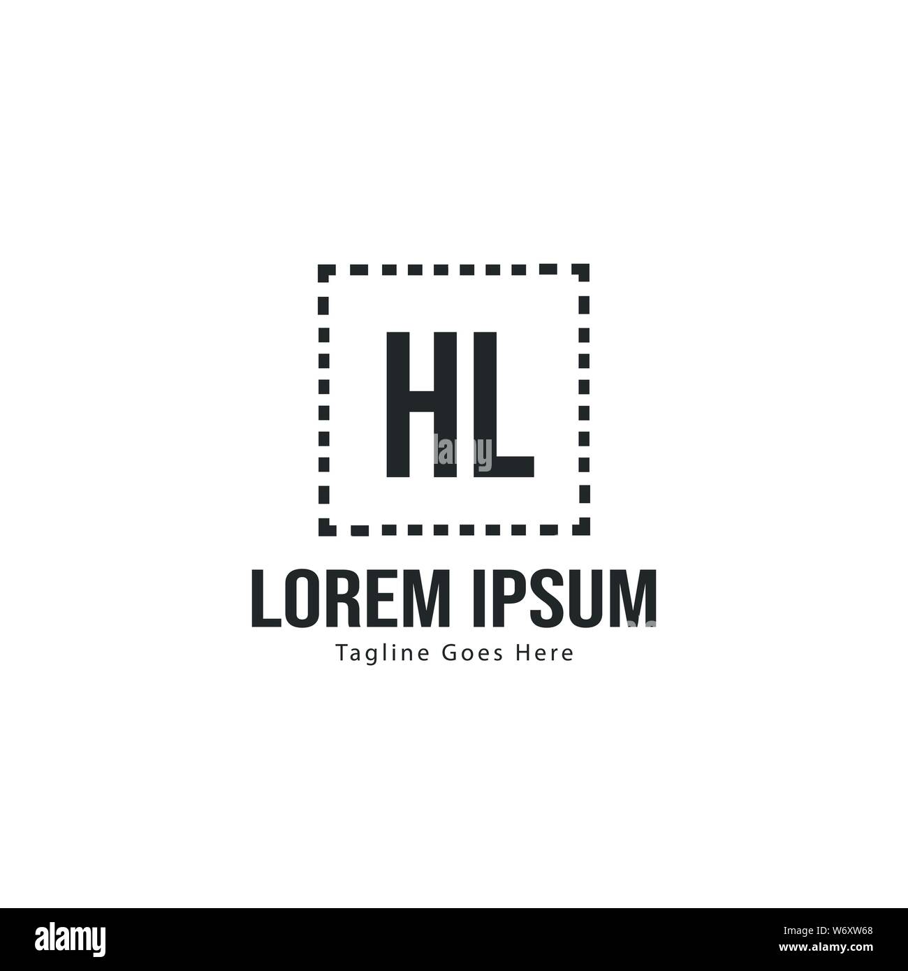 Logo HL initiale modèle avec cadre moderne. Lettre HL minimaliste design logo vector illustration Illustration de Vecteur