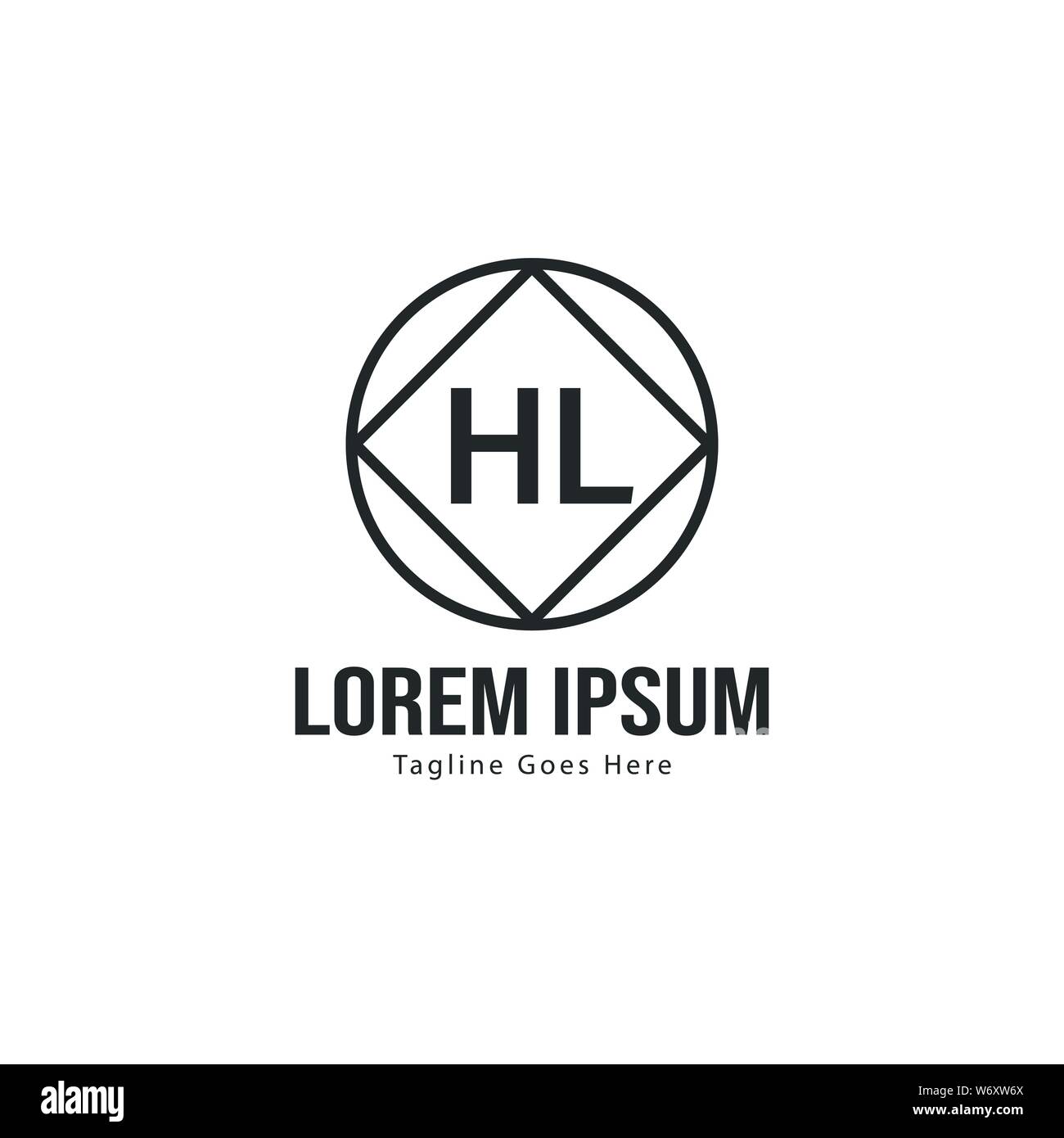 Logo HL initiale modèle avec cadre moderne. Lettre HL minimaliste design logo vector illustration Illustration de Vecteur