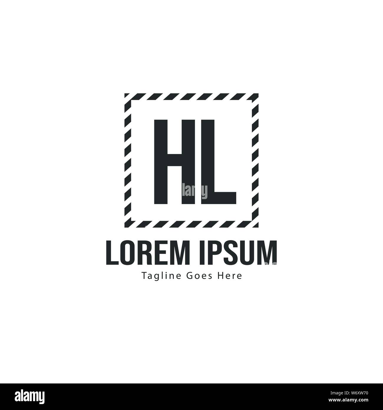 Logo HL initiale modèle avec cadre moderne. Lettre HL minimaliste design logo vector illustration Illustration de Vecteur