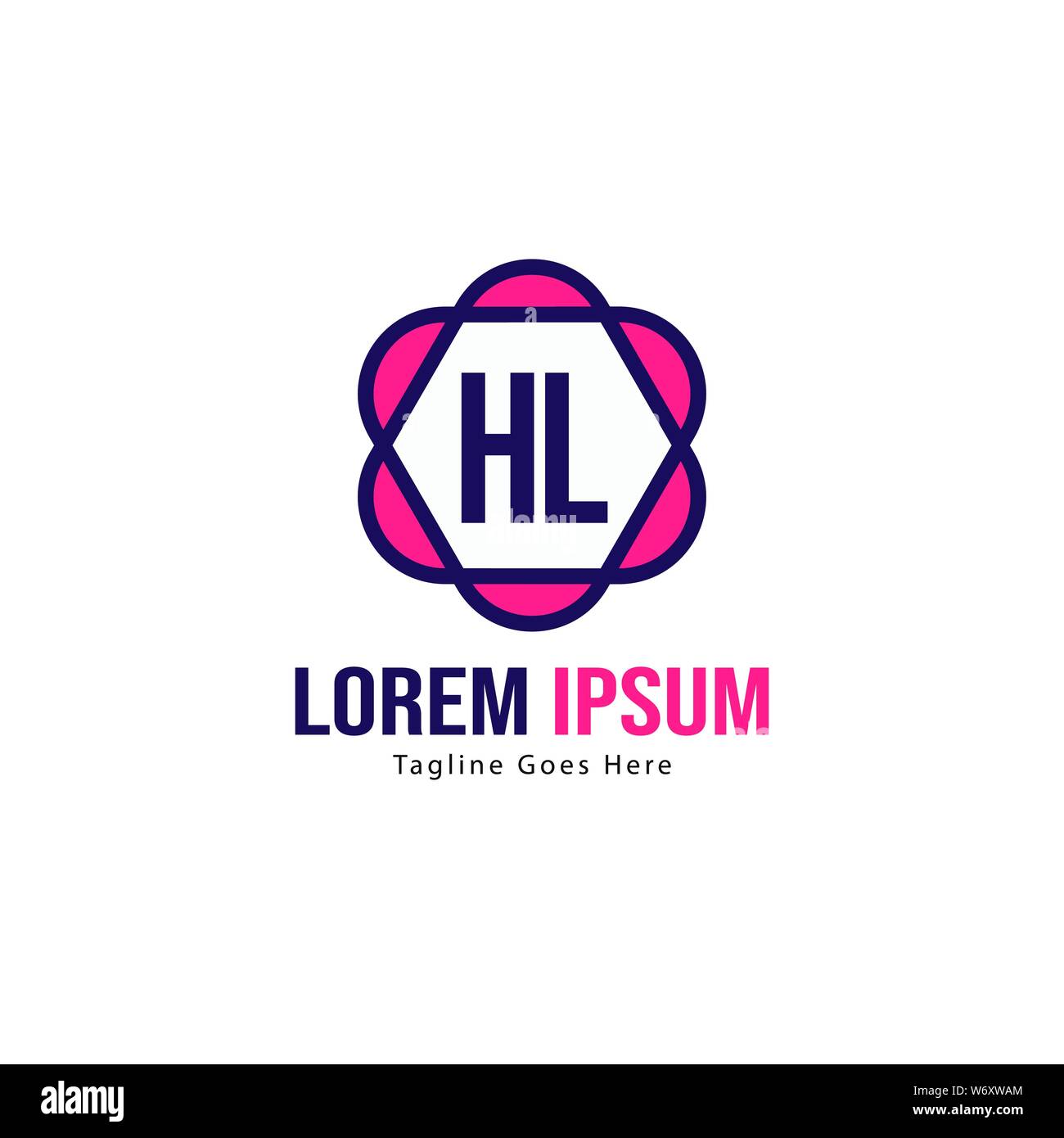 Logo HL initiale modèle avec cadre moderne. Lettre HL minimaliste design logo vector illustration Illustration de Vecteur