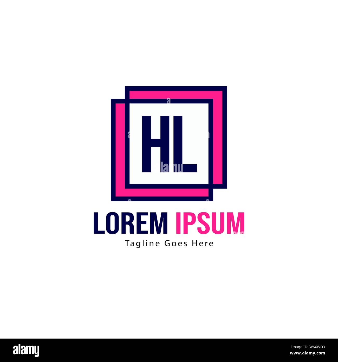 Logo HL initiale modèle avec cadre moderne. Lettre HL minimaliste design logo vector illustration Illustration de Vecteur