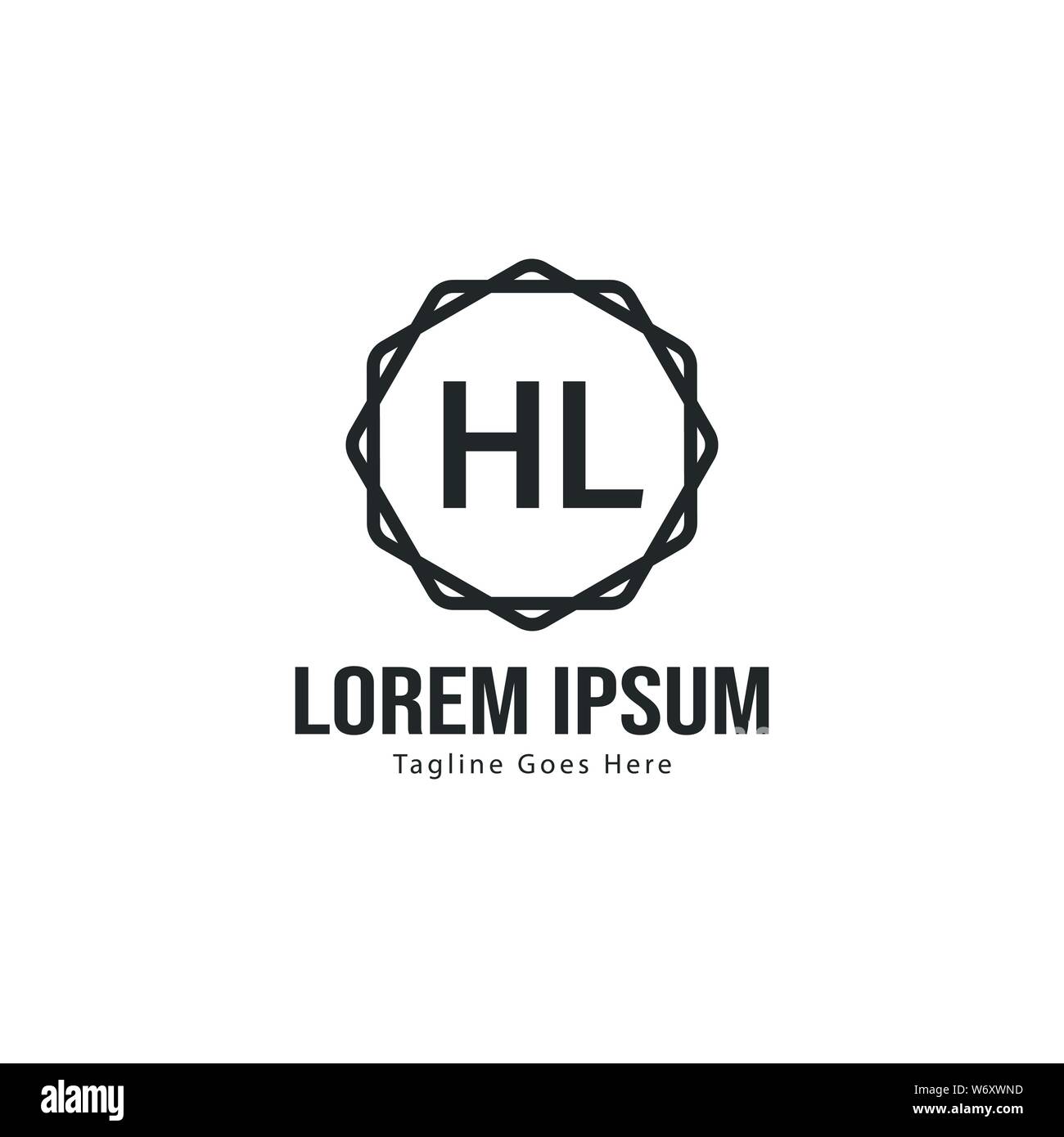 Logo HL initiale modèle avec cadre moderne. Lettre HL minimaliste design logo vector illustration Illustration de Vecteur