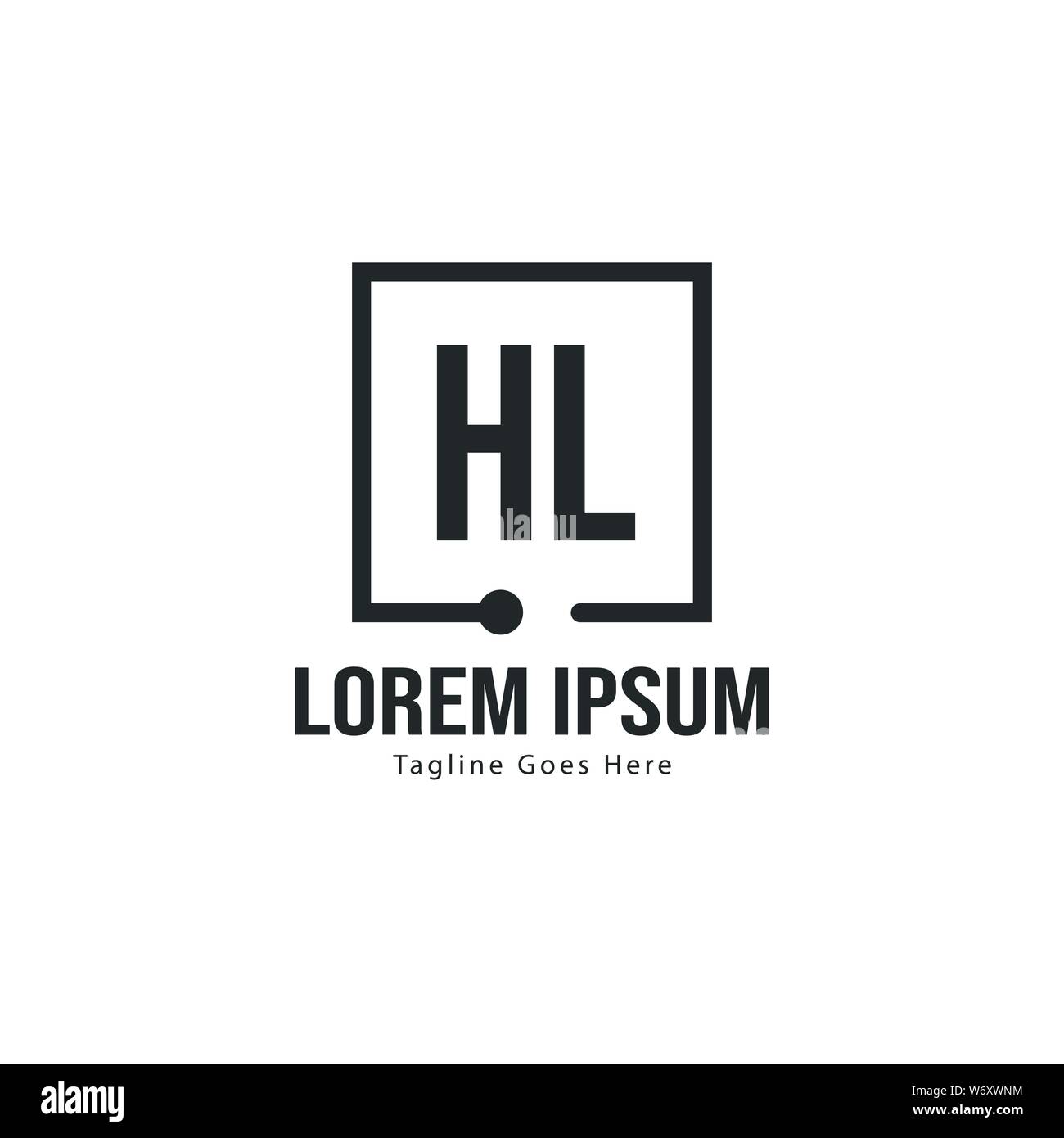 Logo HL initiale modèle avec cadre moderne. Lettre HL minimaliste design logo vector illustration Illustration de Vecteur