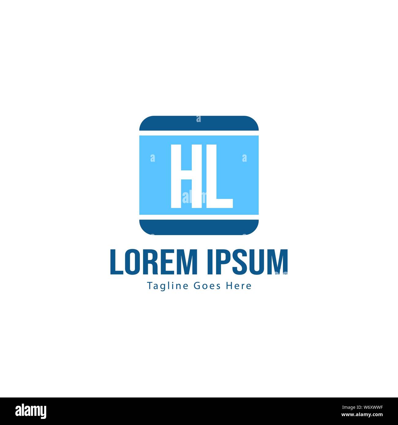 Logo HL initiale modèle avec cadre moderne. Lettre HL minimaliste design logo vector illustration Illustration de Vecteur