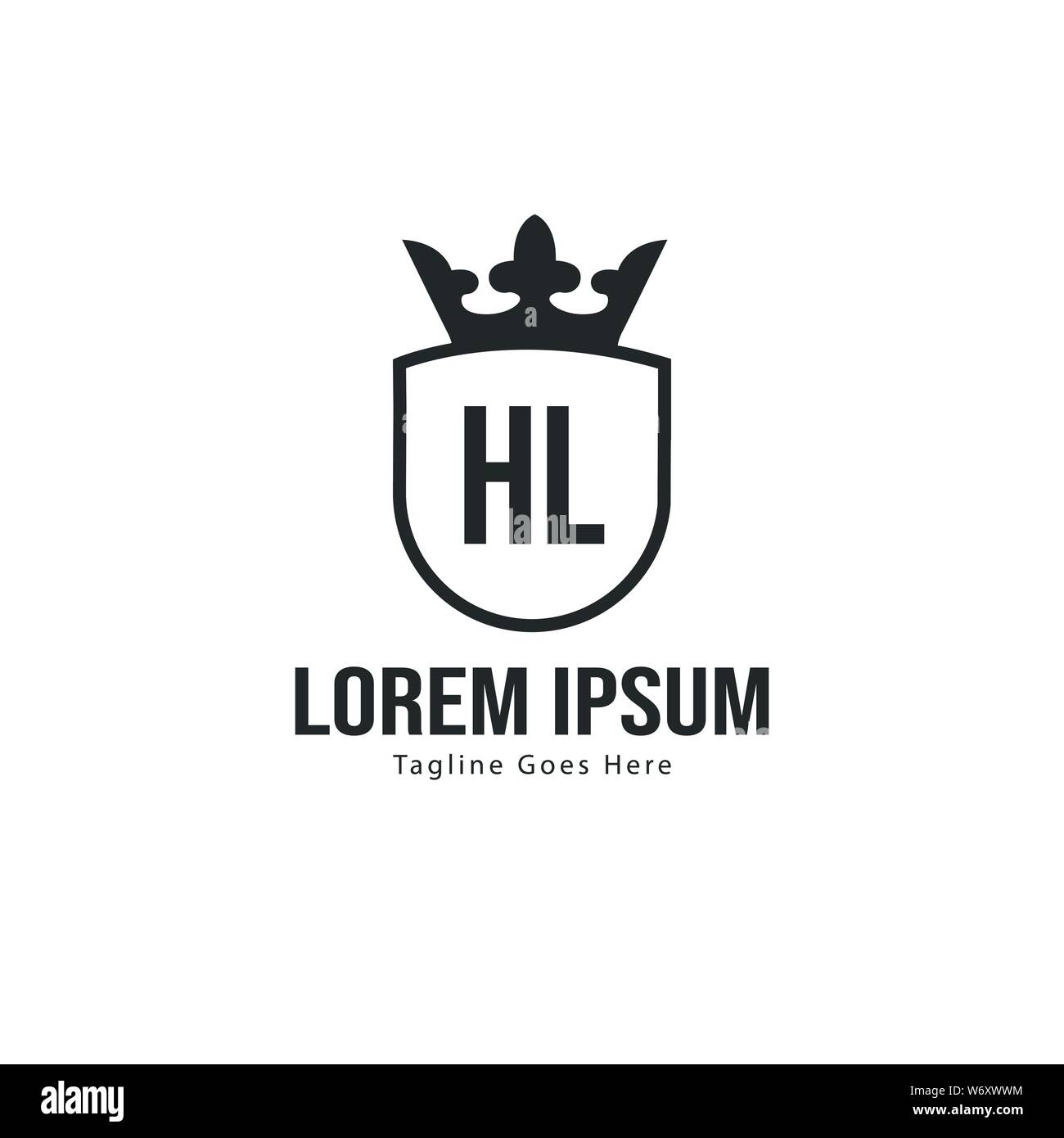 Logo HL initiale modèle avec cadre moderne. Lettre HL minimaliste design logo vector illustration Illustration de Vecteur