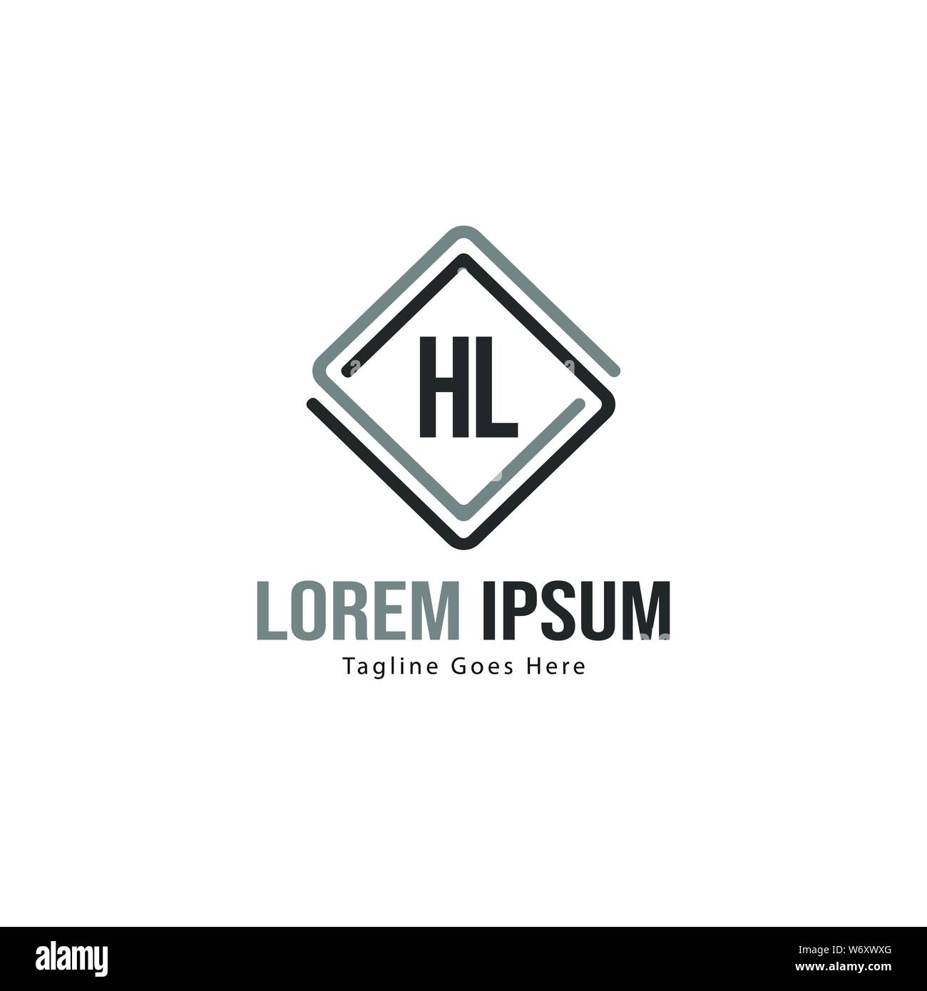 Logo HL initiale modèle avec cadre moderne. Lettre HL minimaliste design logo vector illustration Illustration de Vecteur
