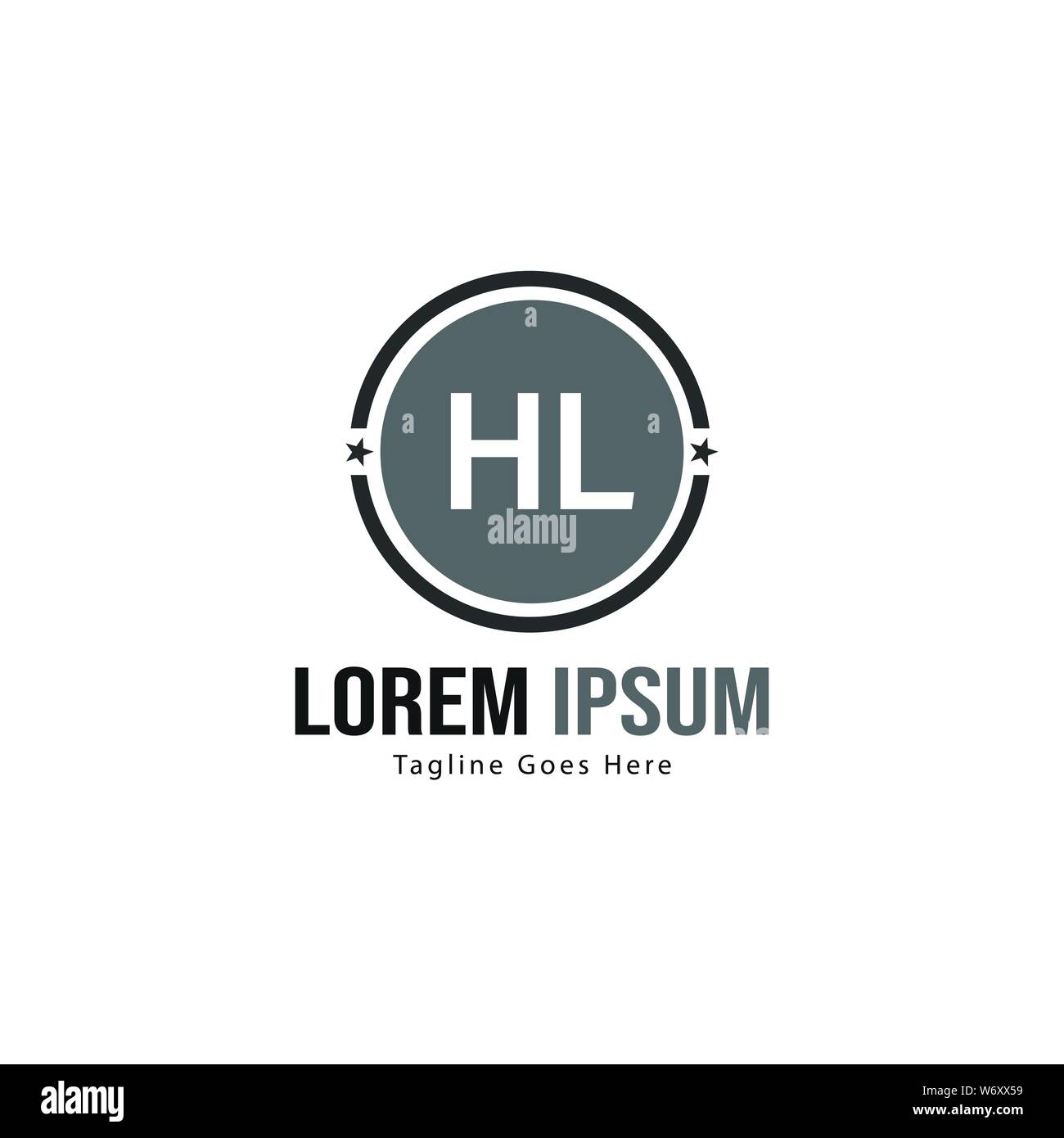 Logo HL initiale modèle avec cadre moderne. Lettre HL minimaliste design logo vector illustration Illustration de Vecteur