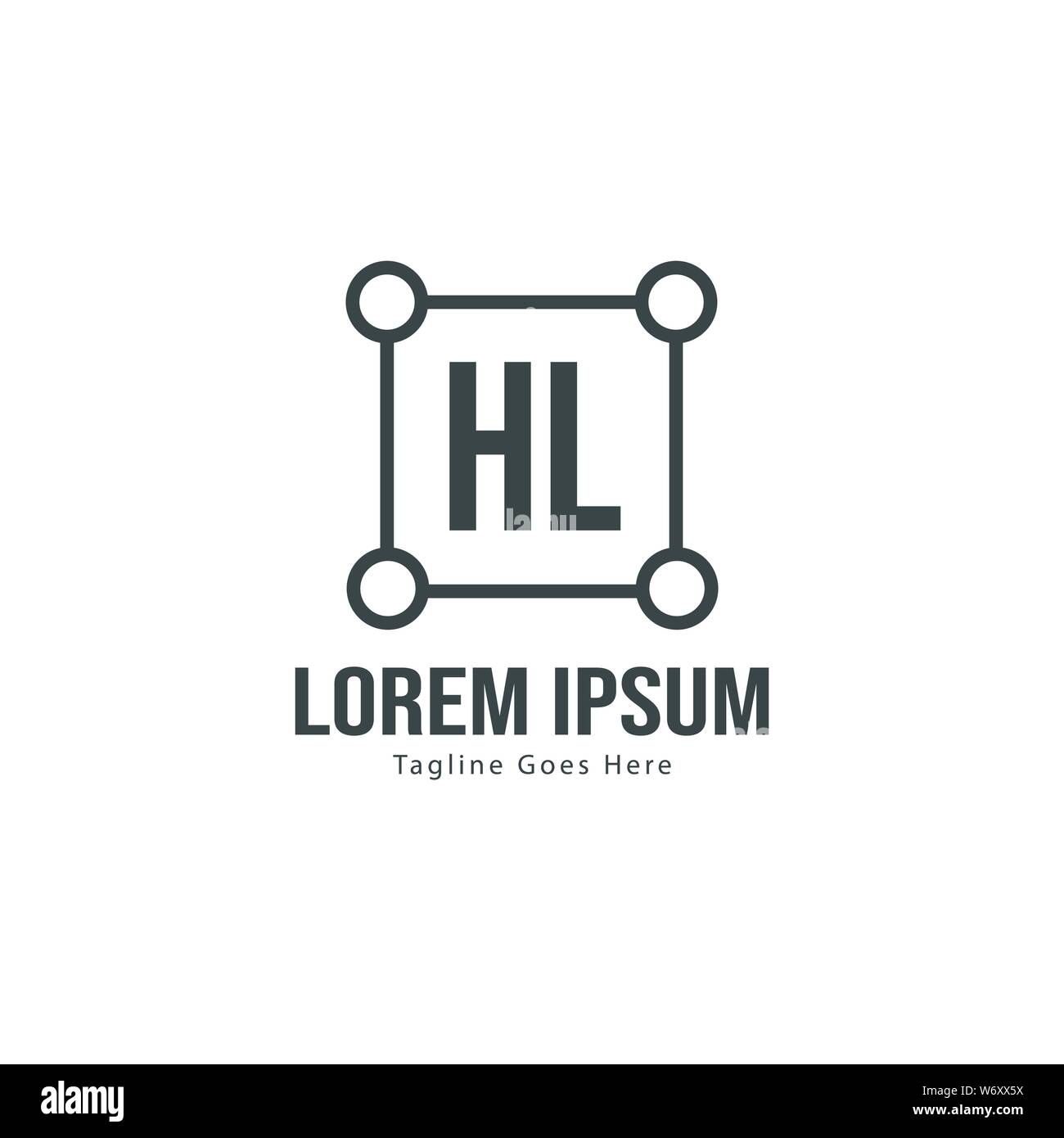 Logo HL initiale modèle avec cadre moderne. Lettre HL minimaliste design logo vector illustration Illustration de Vecteur