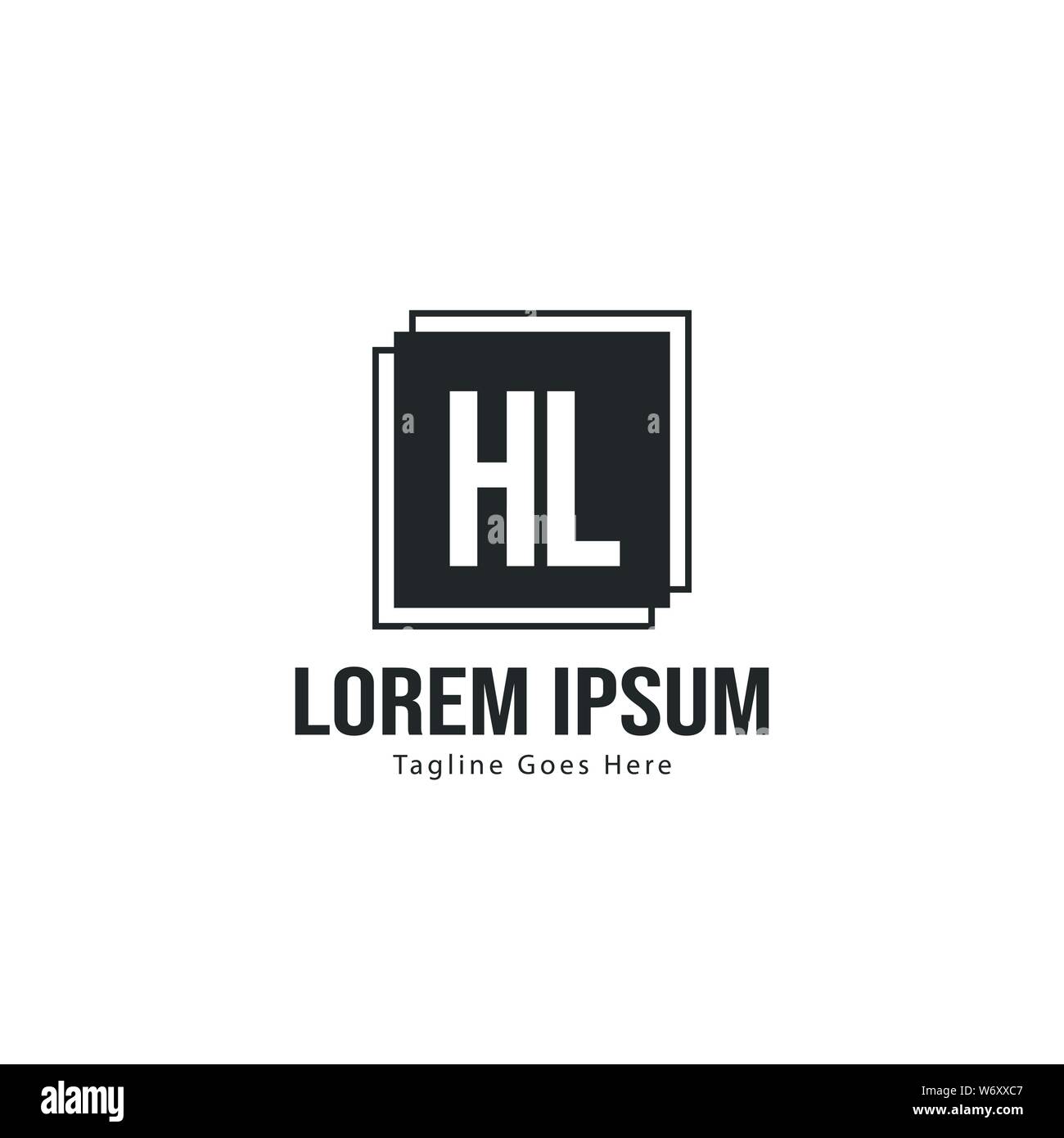 Logo HL initiale modèle avec cadre moderne. Lettre HL minimaliste design logo vector illustration Illustration de Vecteur