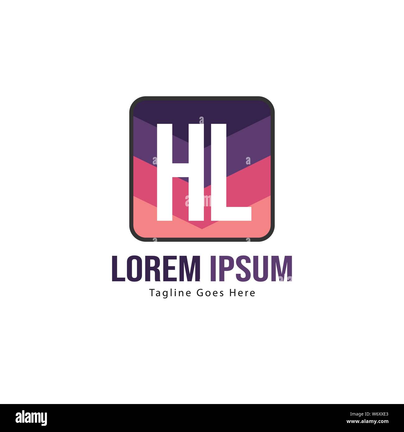 Logo HL initiale modèle avec cadre moderne. Lettre HL minimaliste design logo vector illustration Illustration de Vecteur
