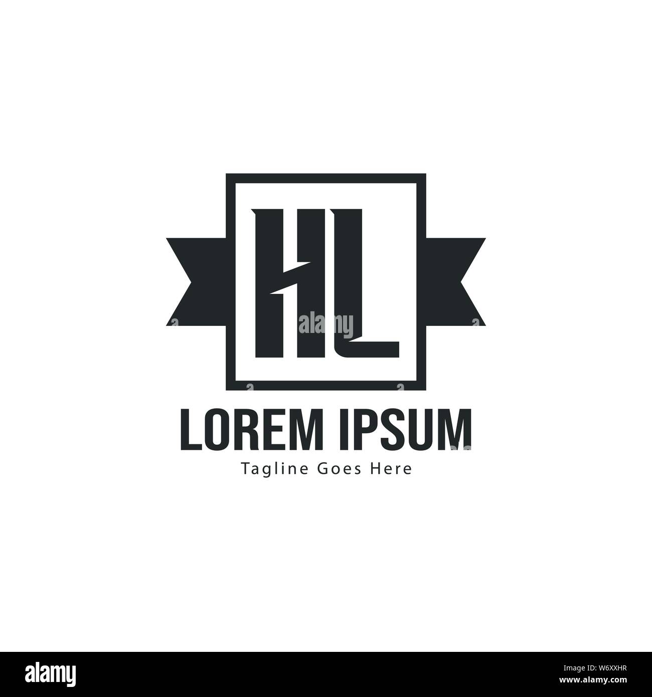Logo HL initiale modèle avec cadre moderne. Lettre HL minimaliste design logo vector illustration Illustration de Vecteur