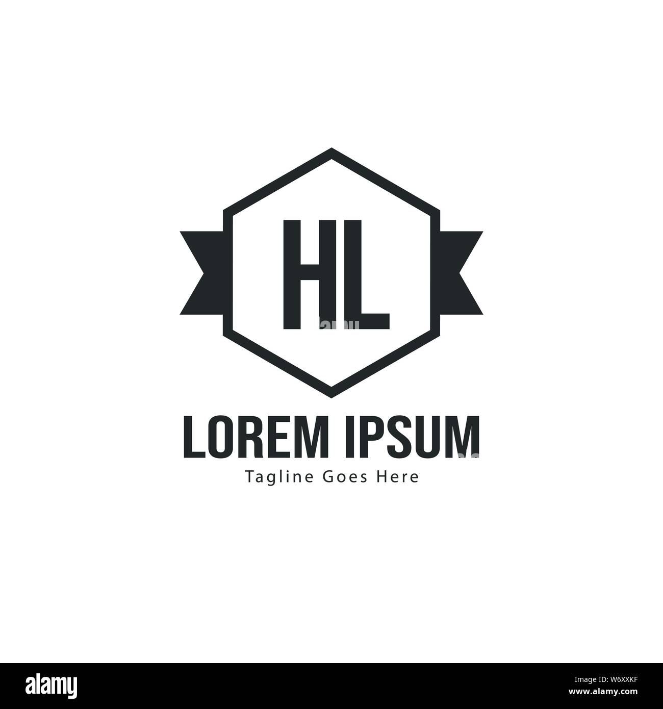 Logo HL initiale modèle avec cadre moderne. Lettre HL minimaliste design logo vector illustration Illustration de Vecteur