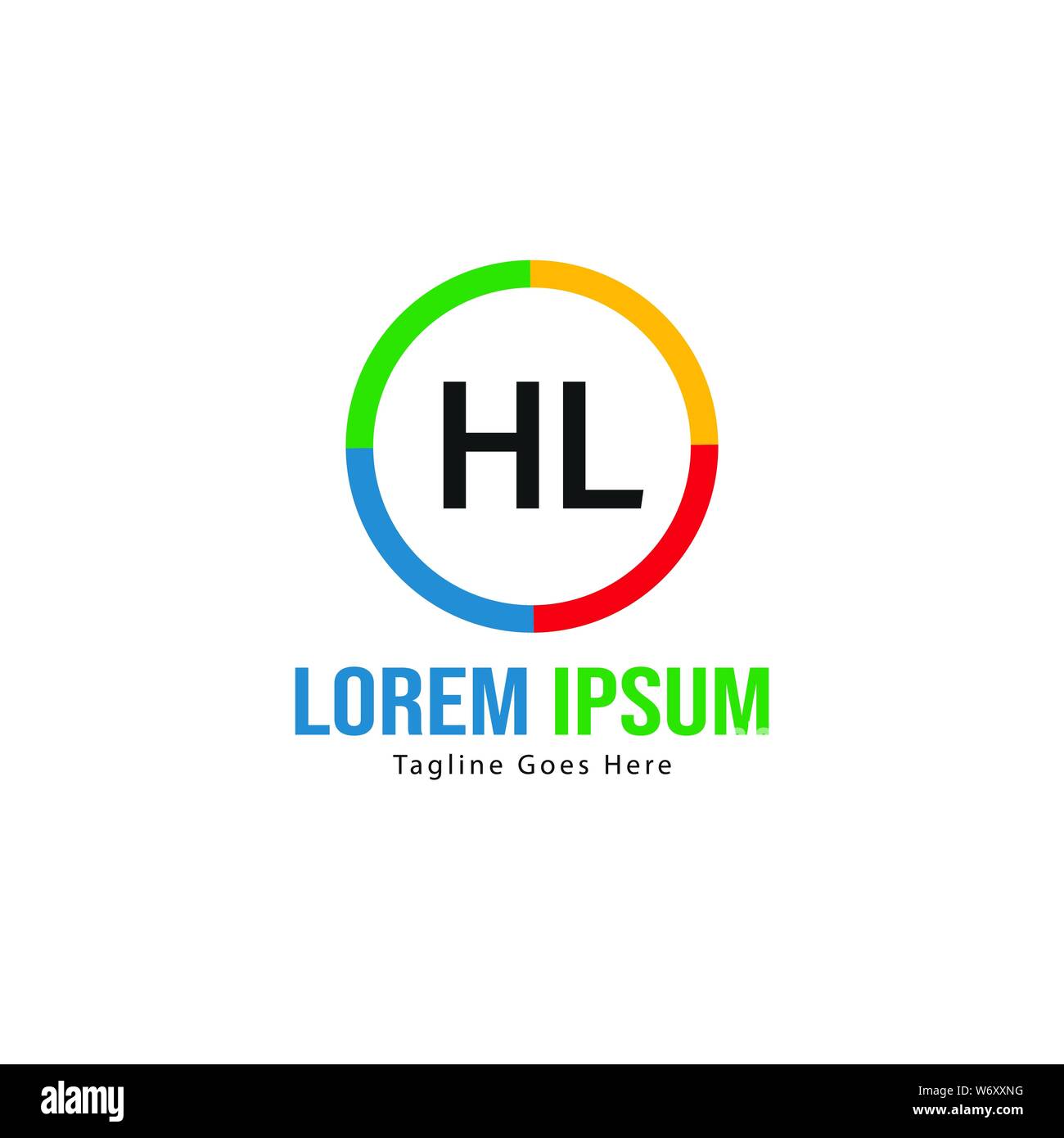 Logo HL initiale modèle avec cadre moderne. Lettre HL minimaliste design logo vector illustration Illustration de Vecteur