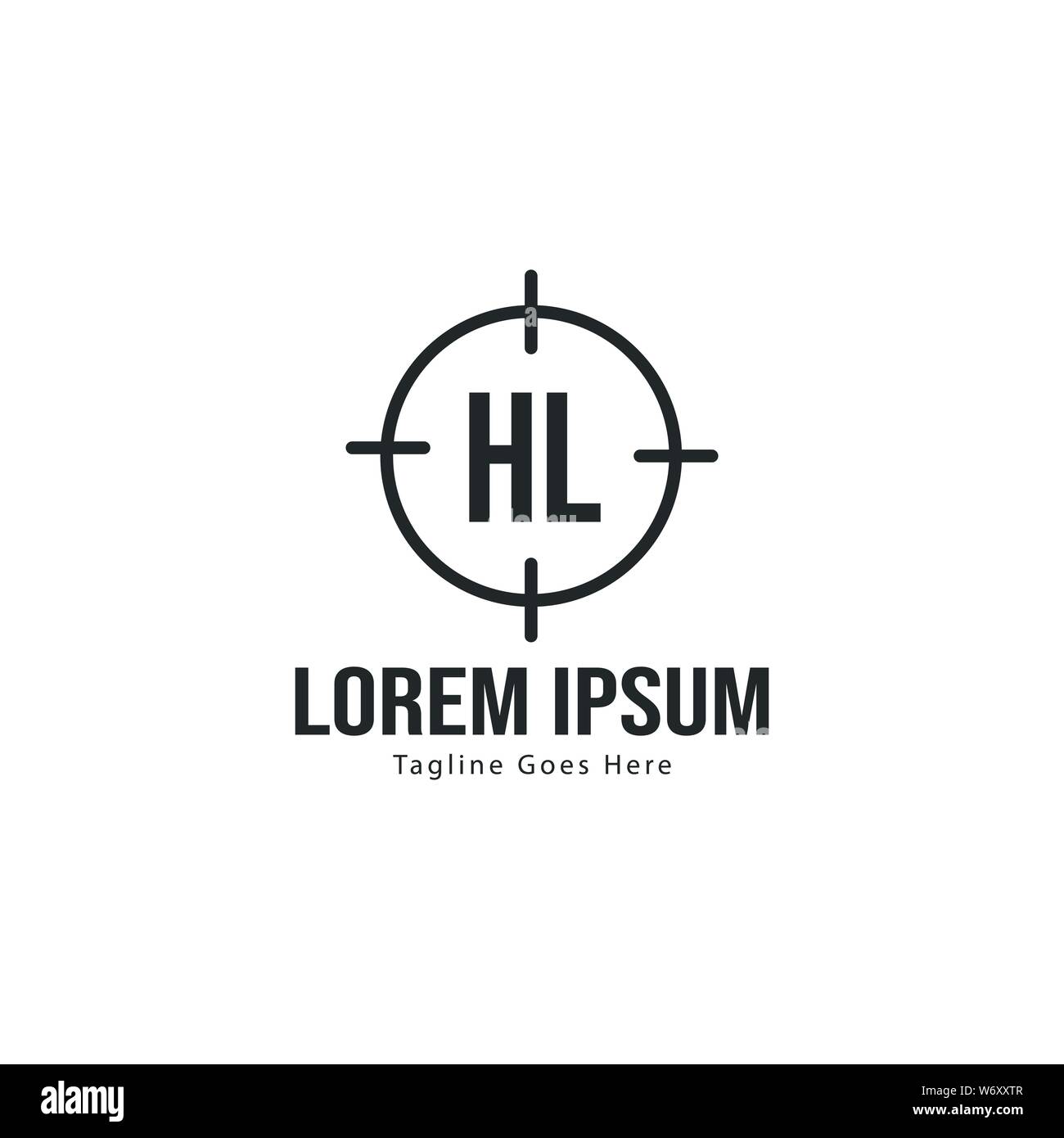 Logo HL initiale modèle avec cadre moderne. Lettre HL minimaliste design logo vector illustration Illustration de Vecteur