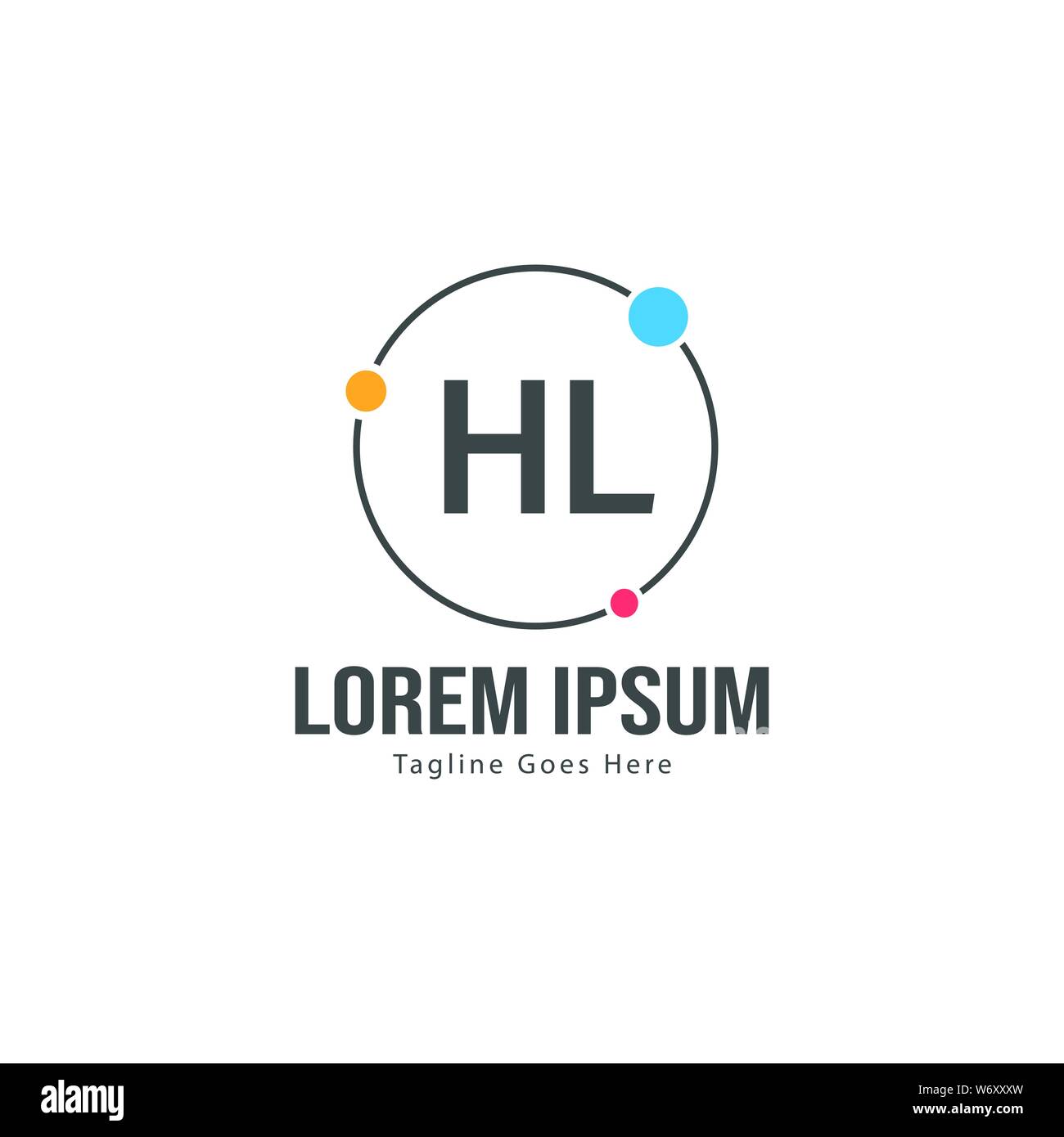 Logo HL initiale modèle avec cadre moderne. Lettre HL minimaliste design logo vector illustration Illustration de Vecteur